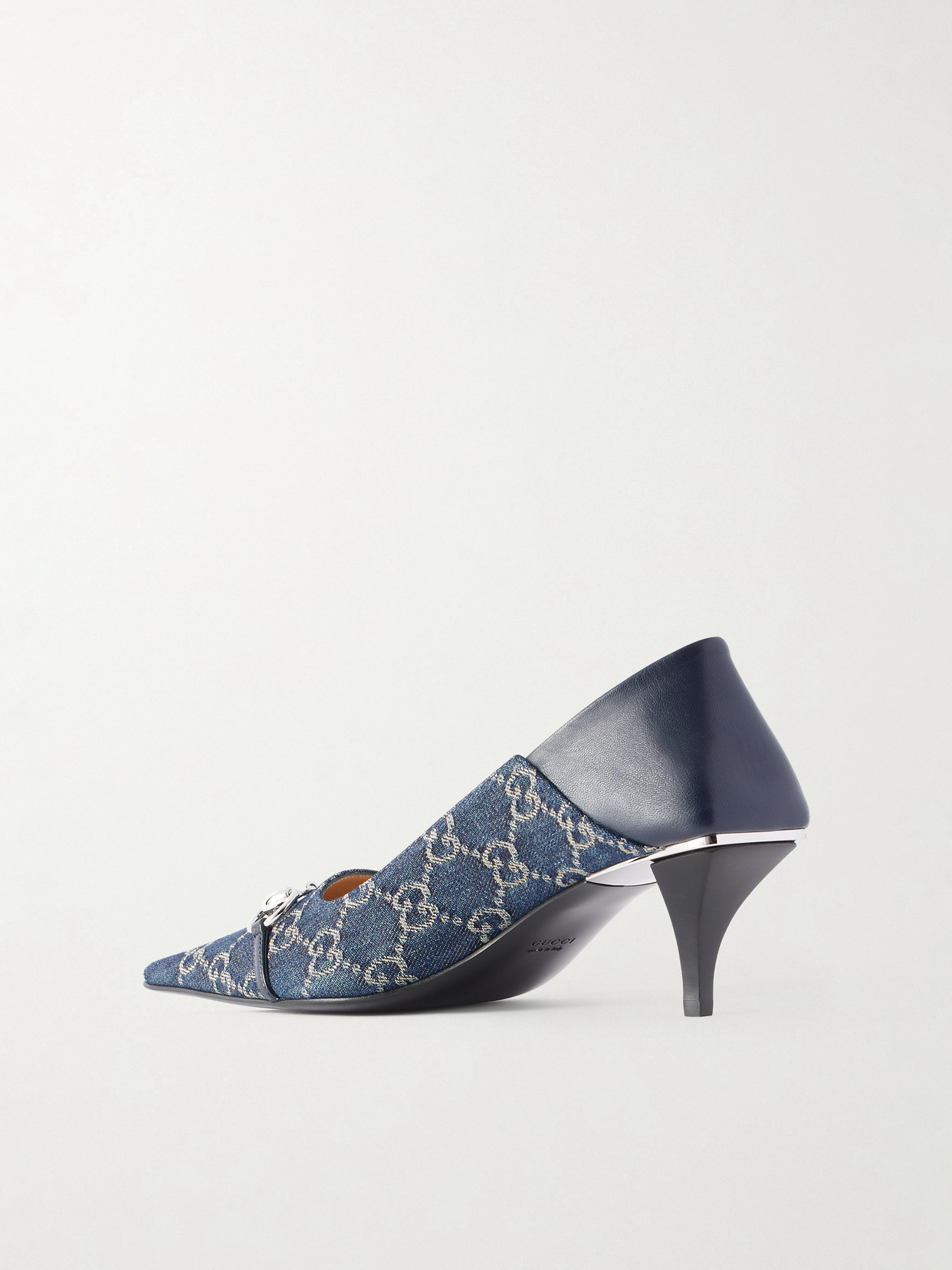 Vittoria Horsebit-Embellished Canvas-Jacquard Pumps