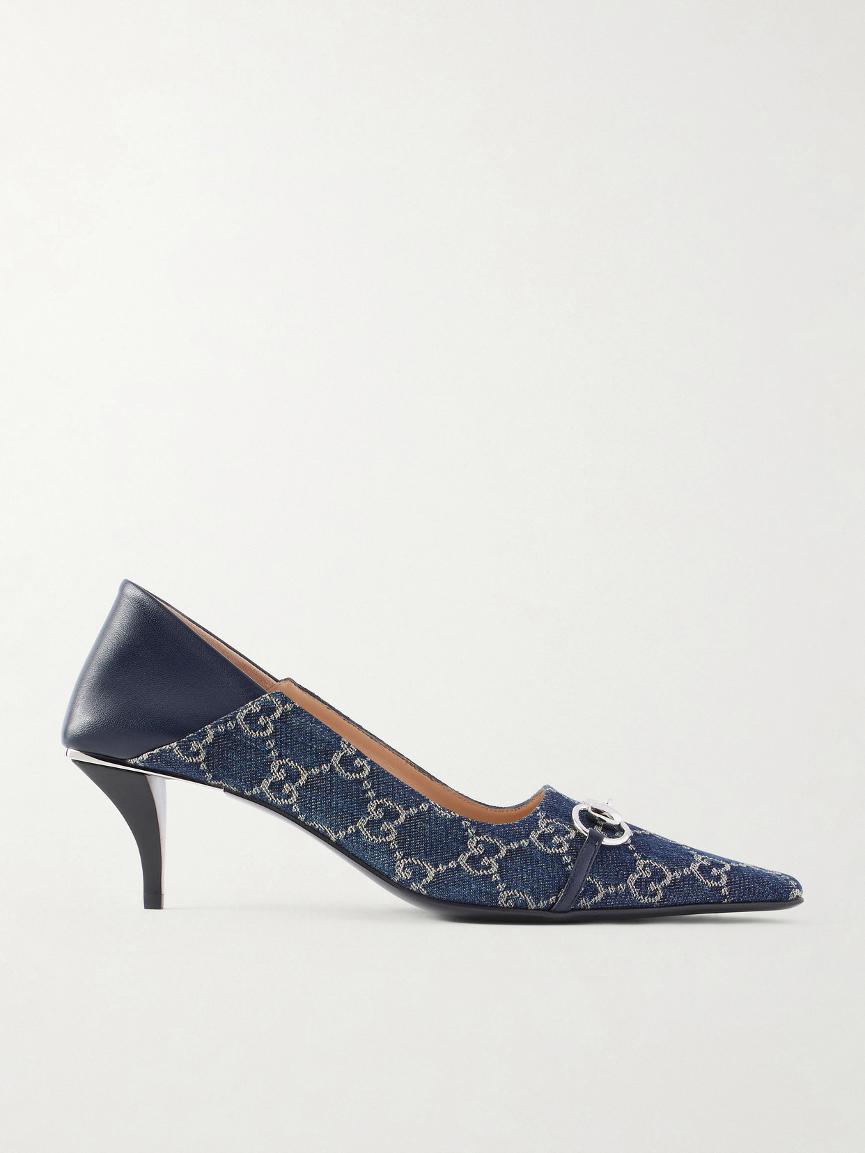 Vittoria Horsebit-Embellished Canvas-Jacquard Pumps