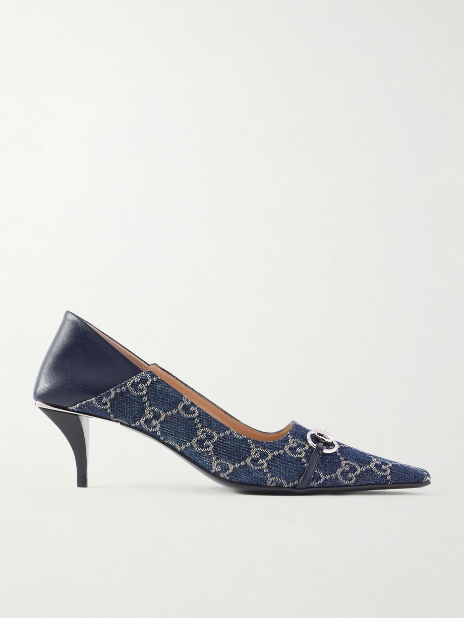 Vittoria horsebit-embellished canvas-jacquard pumps