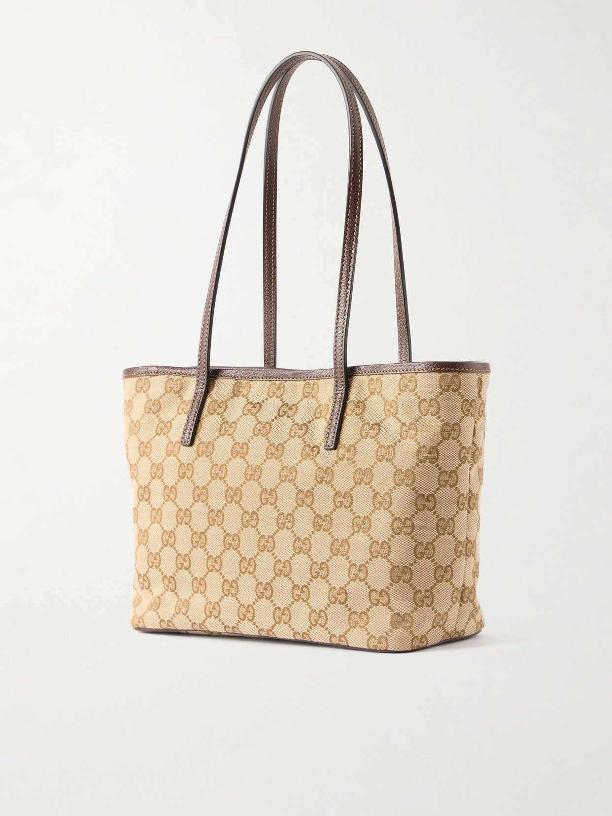 Leather-Trimmed GG Supreme-Jacquard Coated-Canvas Tote