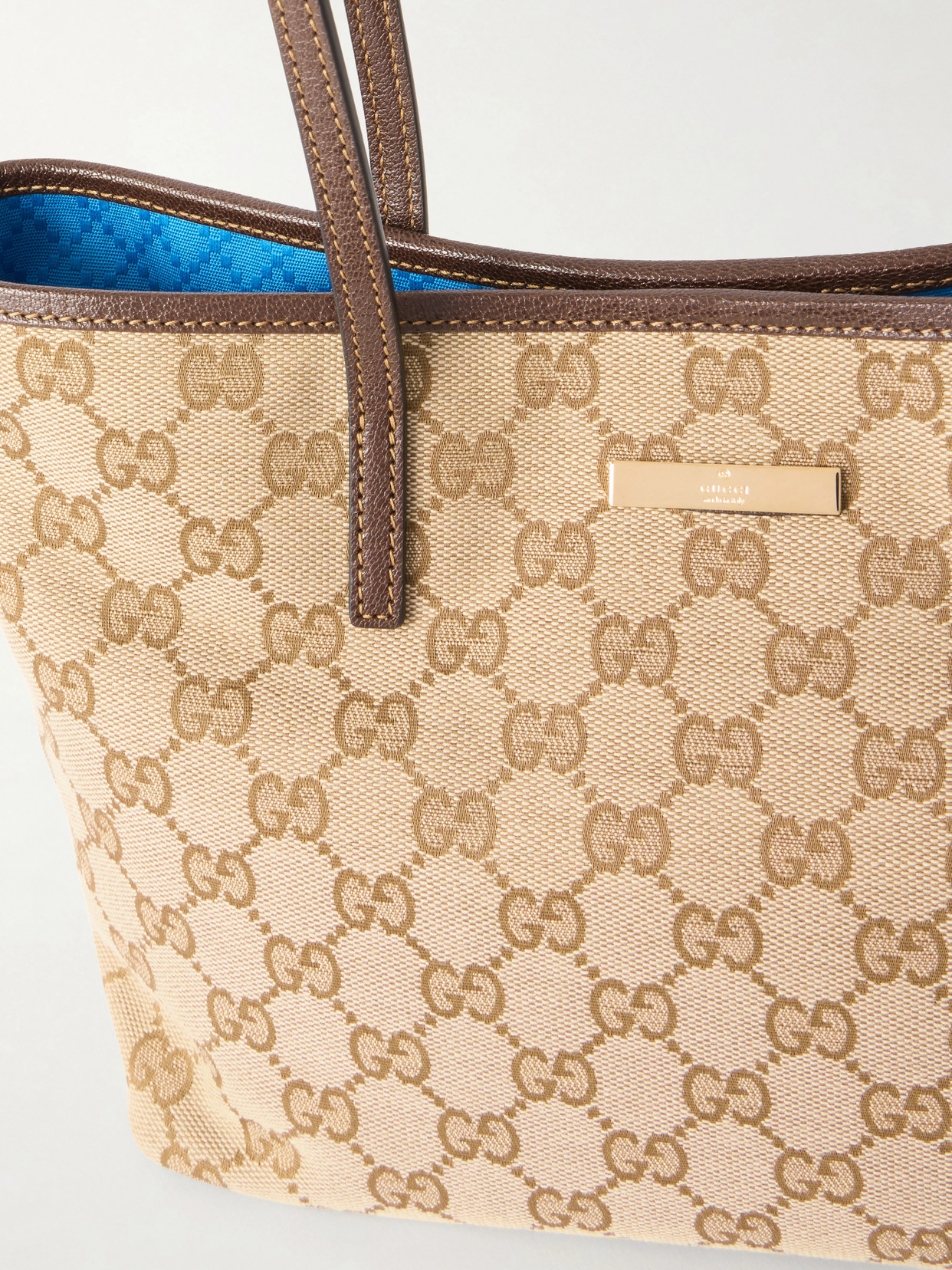 Leather-Trimmed GG Supreme-Jacquard Coated-Canvas Tote