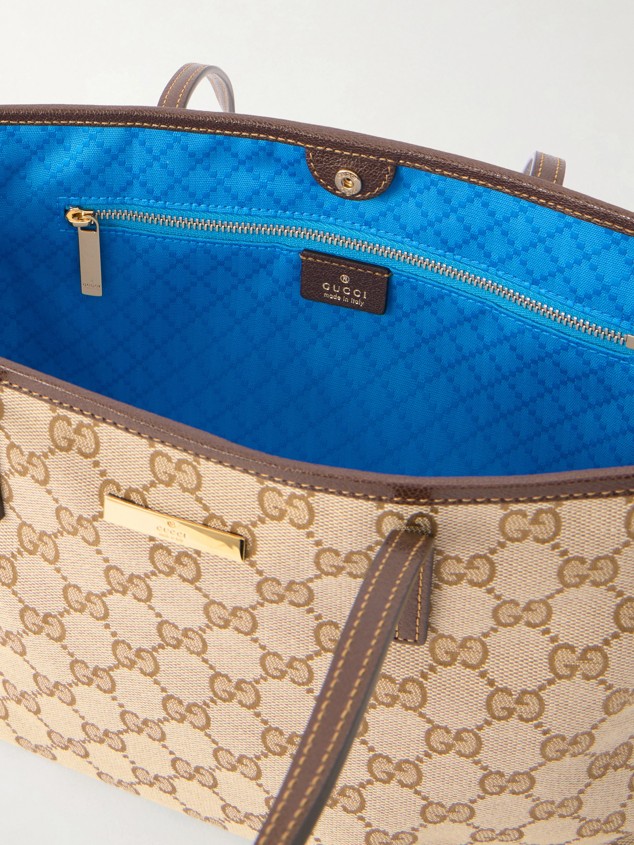 Leather-Trimmed GG Supreme-Jacquard Coated-Canvas Tote