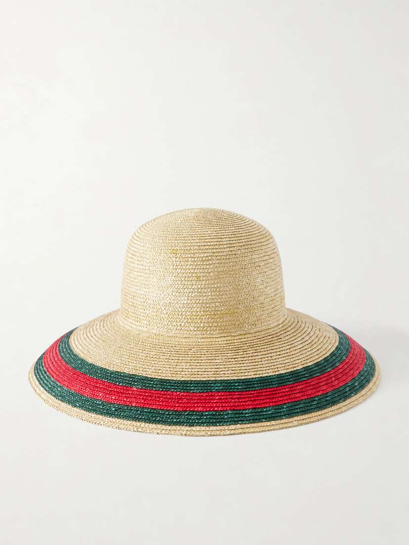 Gucci Beverlie Striped Straw Hat