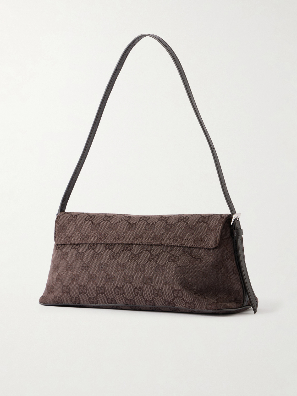 Madison Leather-Trimmed Coated-Canvas Shoulder Bag