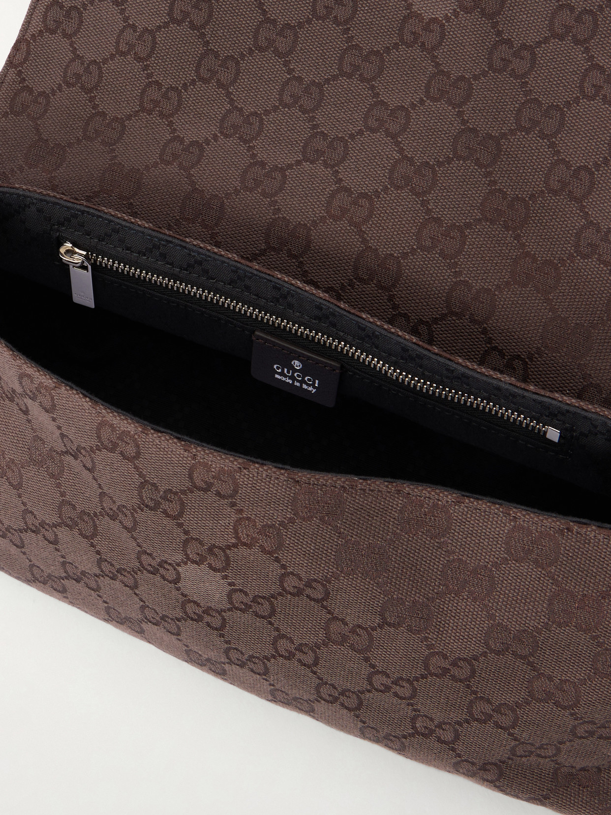 Madison Leather-Trimmed Coated-Canvas Shoulder Bag
