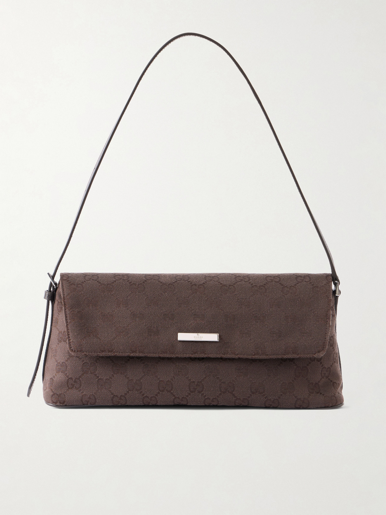 Gucci - Madison Leather-trimmed Coated-canvas Shoulder Bag - Brown