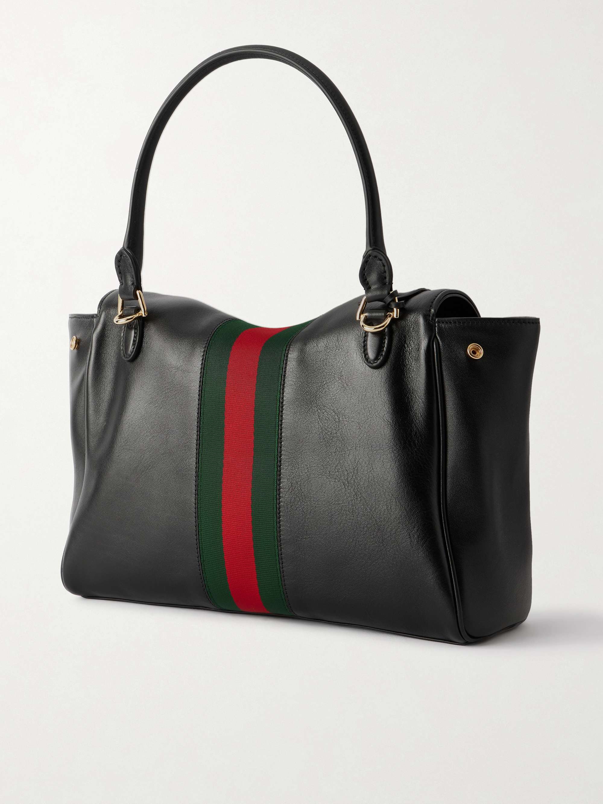 GUCCI Paparazzo medium leather-trimmed canvas shoulder bag | NET-A