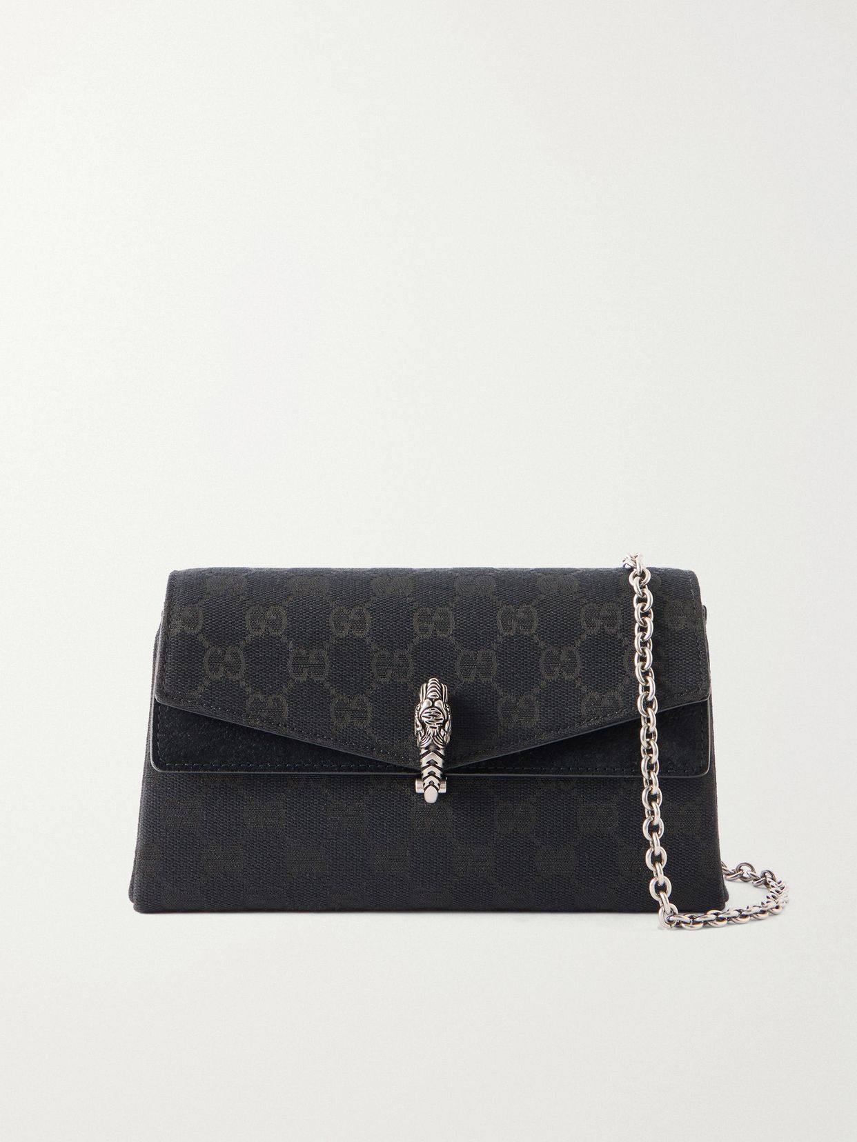 Dionysus leather-trimmed coated canvas-jacquard shoulder bag