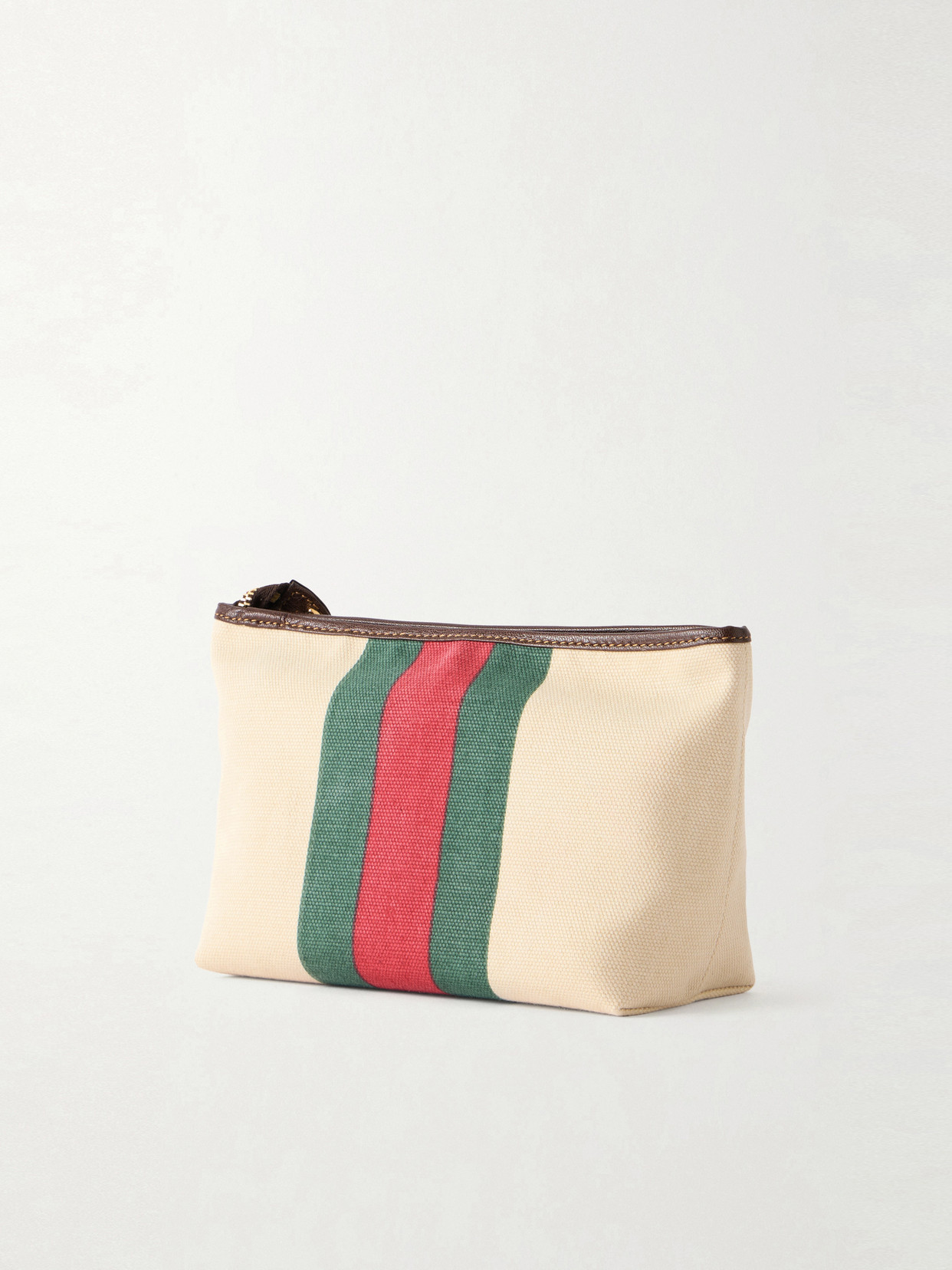 Mini Leather And Web-Trimmed Coated-Canvas Shoulder Bag