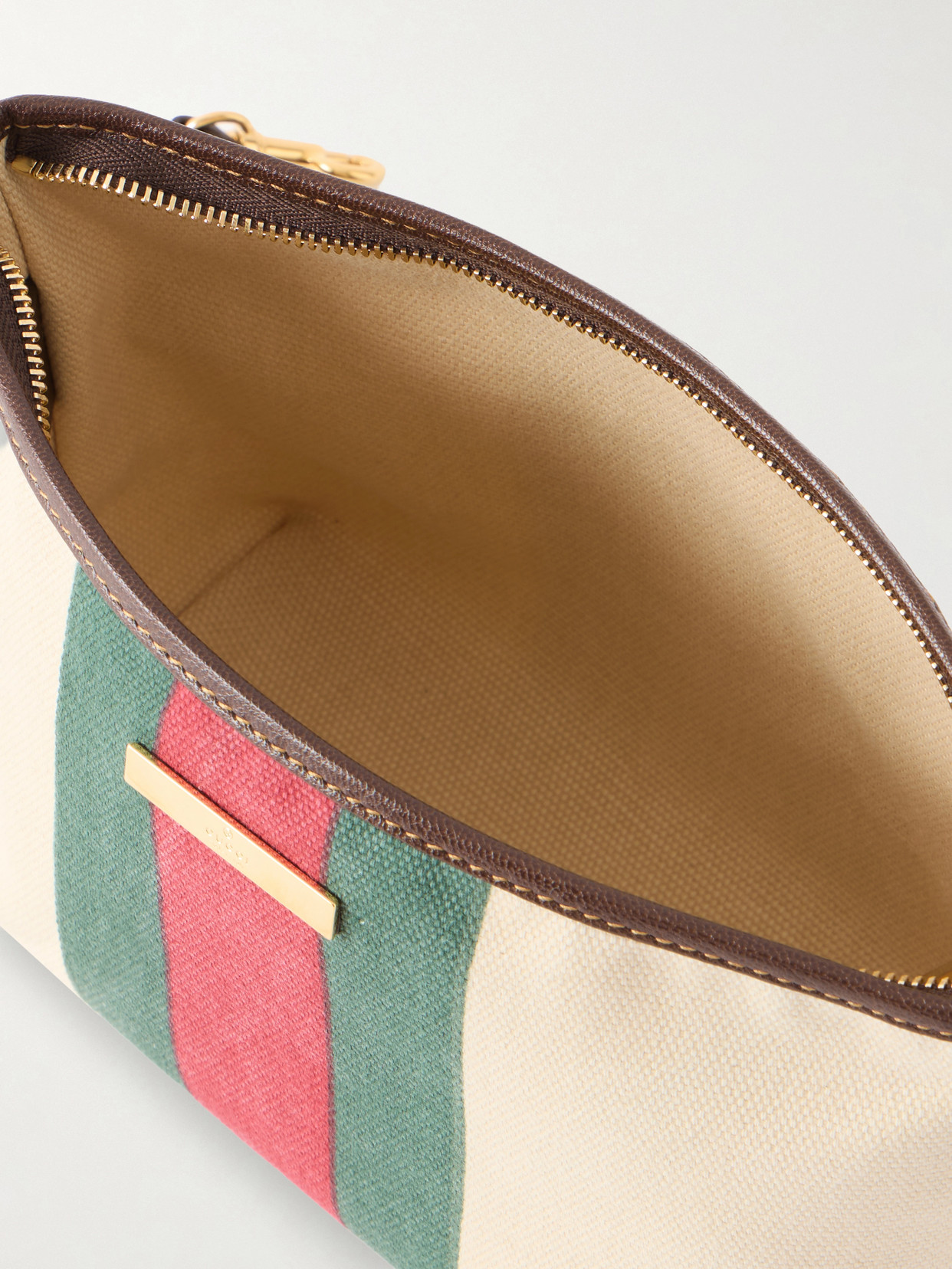 Mini Leather And Web-Trimmed Coated-Canvas Shoulder Bag
