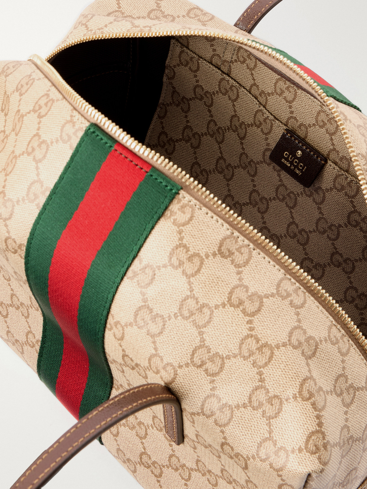 Boston Leather-Trimmed Coated-Canvas Shoulder Bag