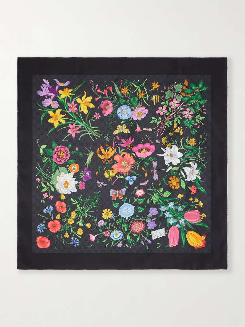 Gucci Flora Printed Silk-twill Scarf