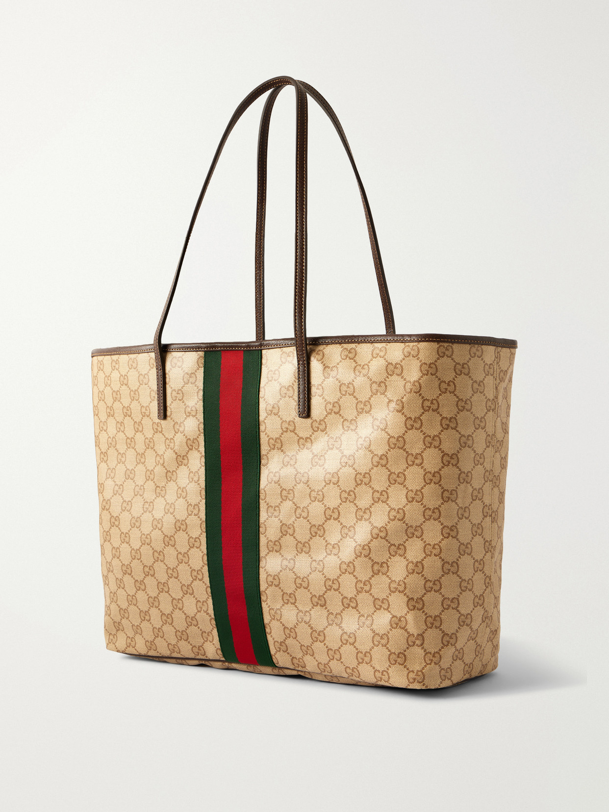Tribeca Leather-Trimmed Coated Canvas-Jacquard Tote