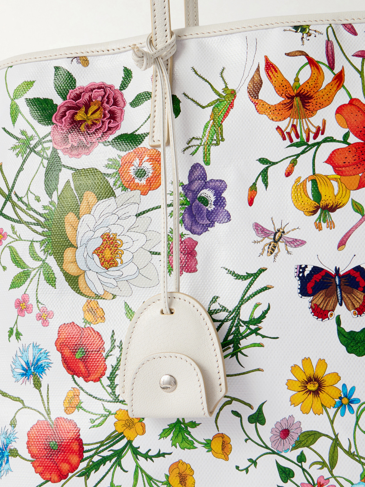 Leather-Trimmed Floral-Print Coated-Canvas Tote
