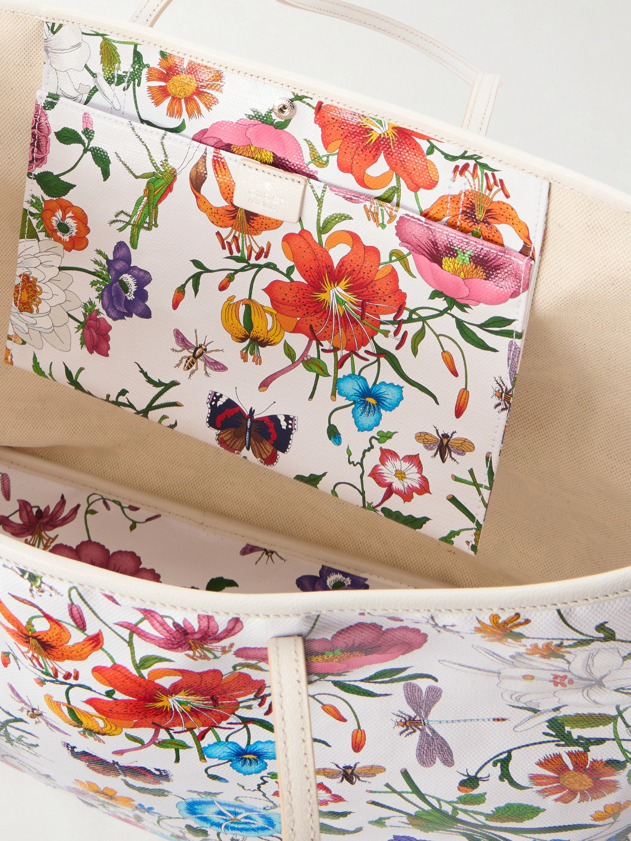 Leather-Trimmed Floral-Print Coated-Canvas Tote