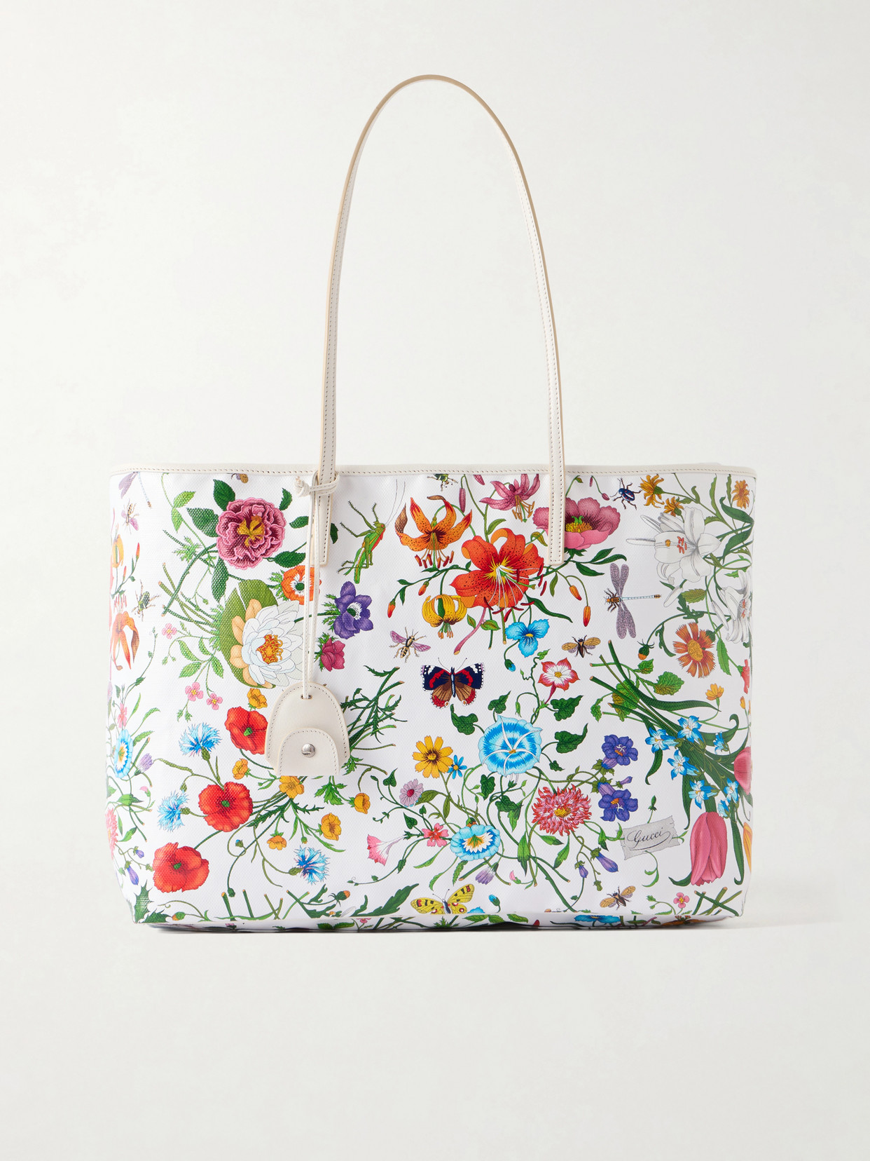 Leather-Trimmed Floral-Print Coated-Canvas Tote