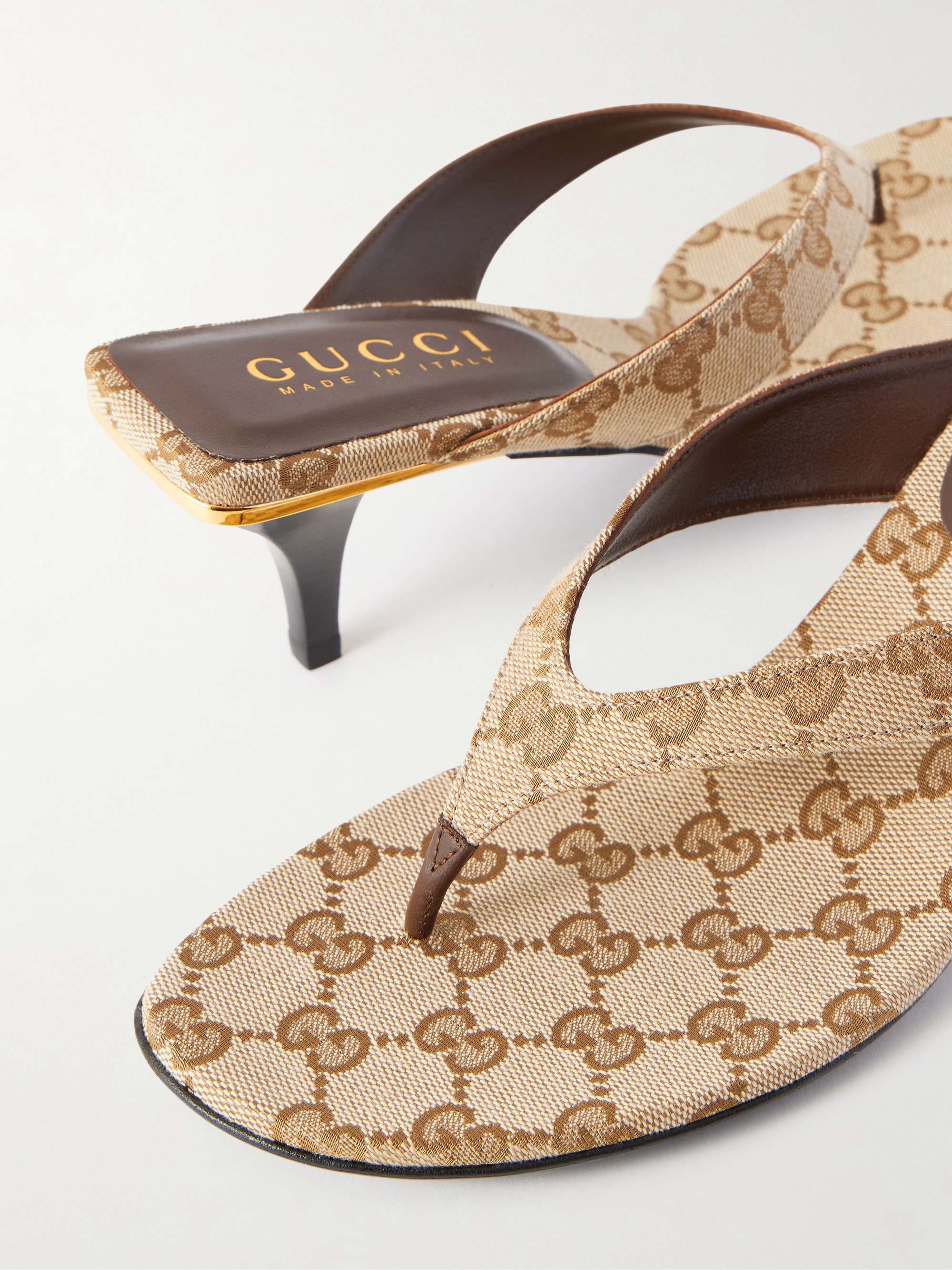 靴 Gucci Chain & Monogram Sandals 38 GUCCI Logo-jacquard thong sandals | NET-A-PORTER