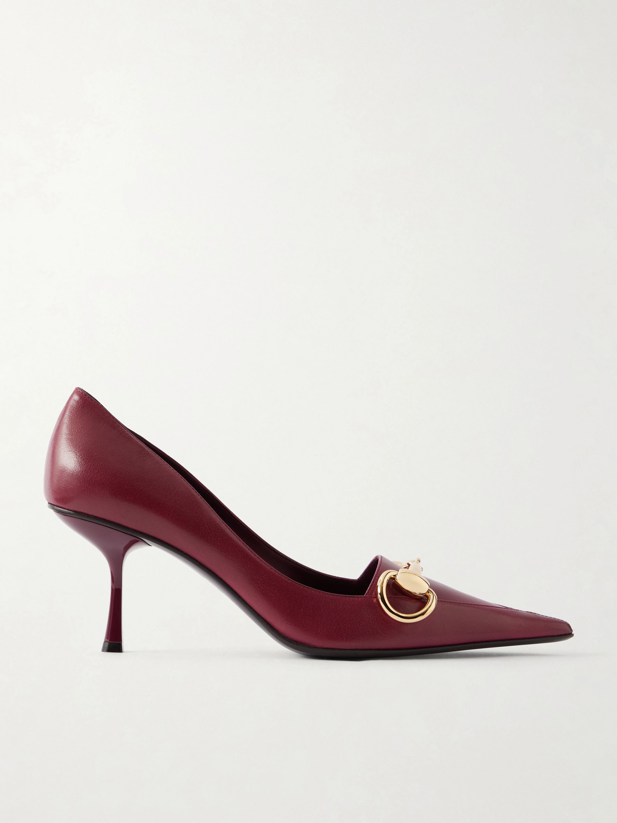 Gucci - Horsebit-embellished Leather Pumps - Burgundy