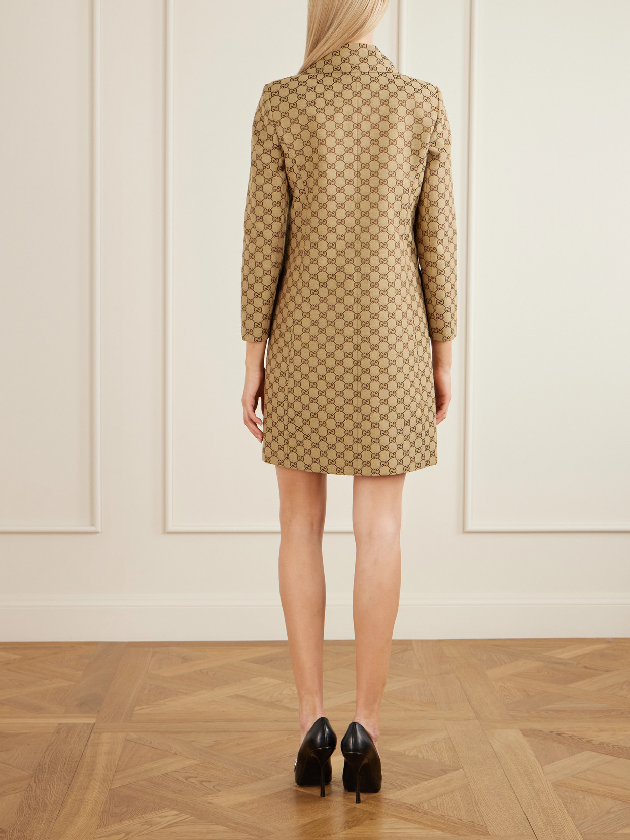 GG-Jacquard Cotton-Blend Canvas Coat