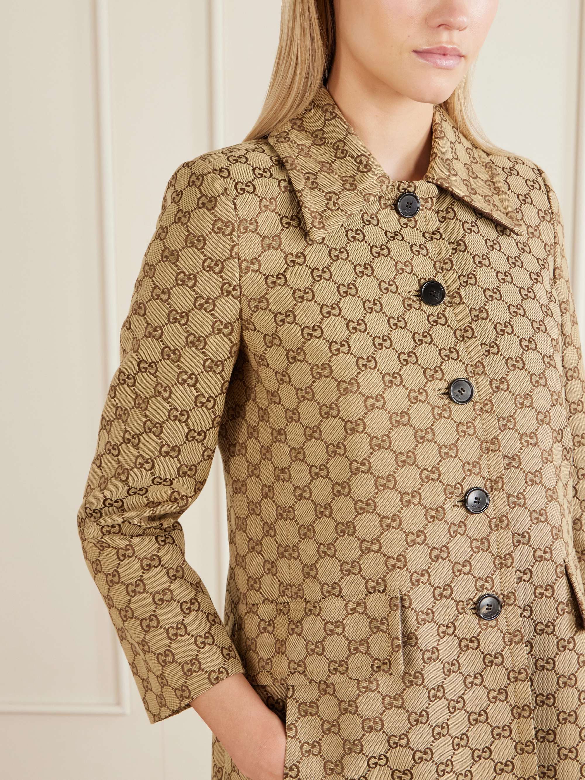 GUCCI GG-jacquard cotton-blend canvas coat | NET-A-PORTER
