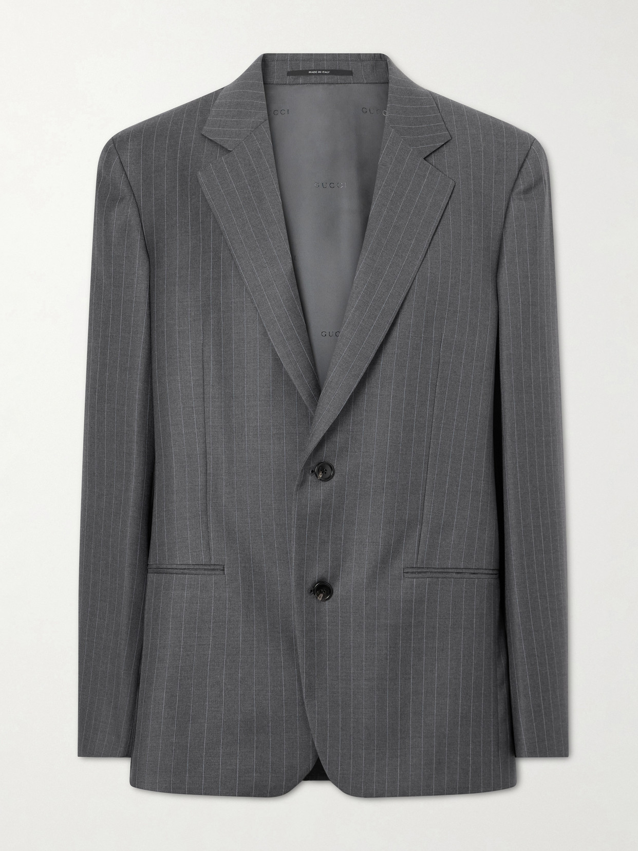 Gucci - Striped Printed Wool Blazer - Gray