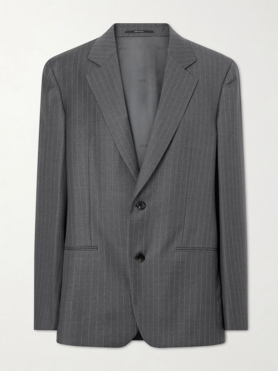 Striped printed wool blazer