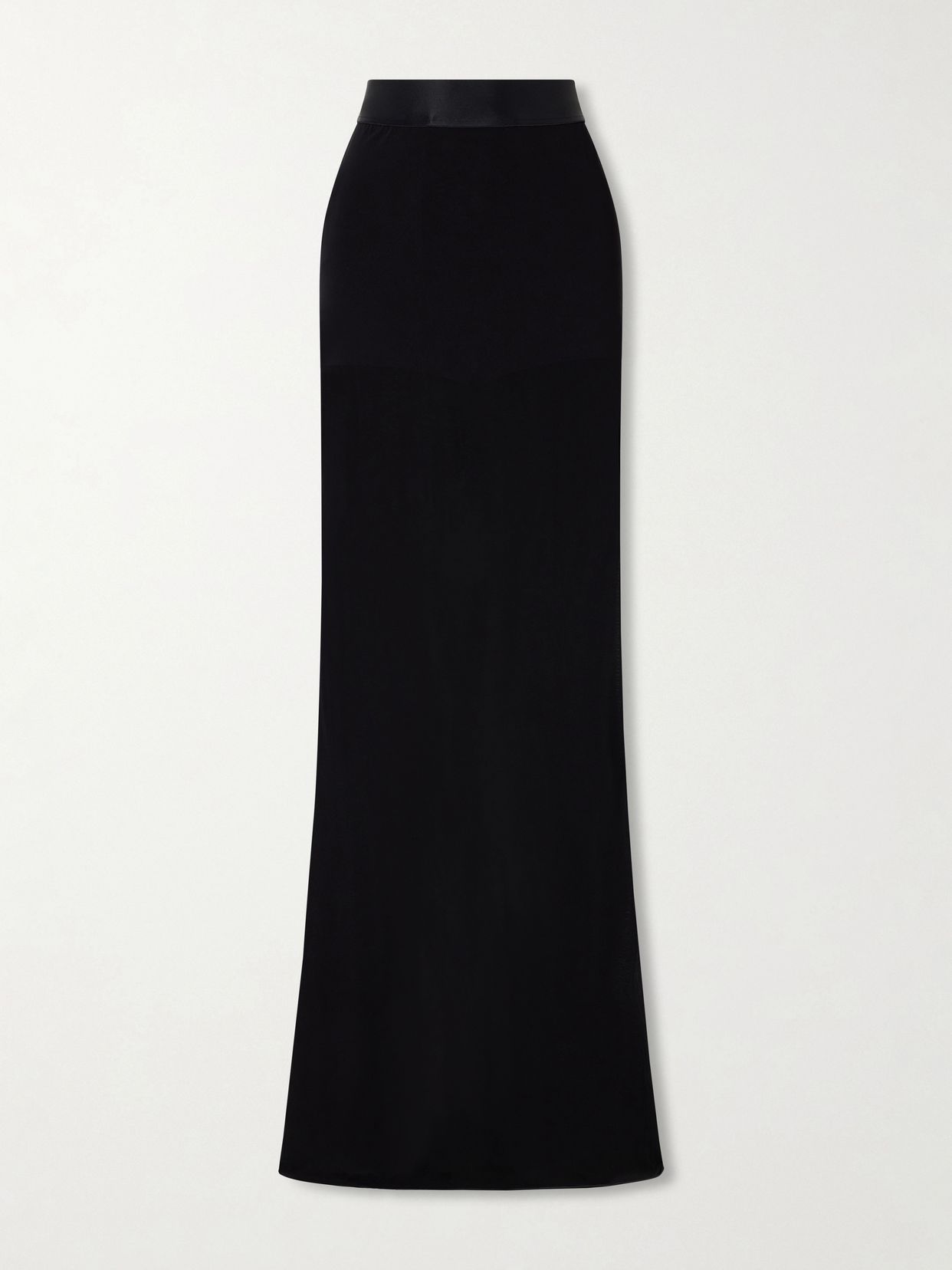 Satin-trimmed crepe-jersey maxi skirt
