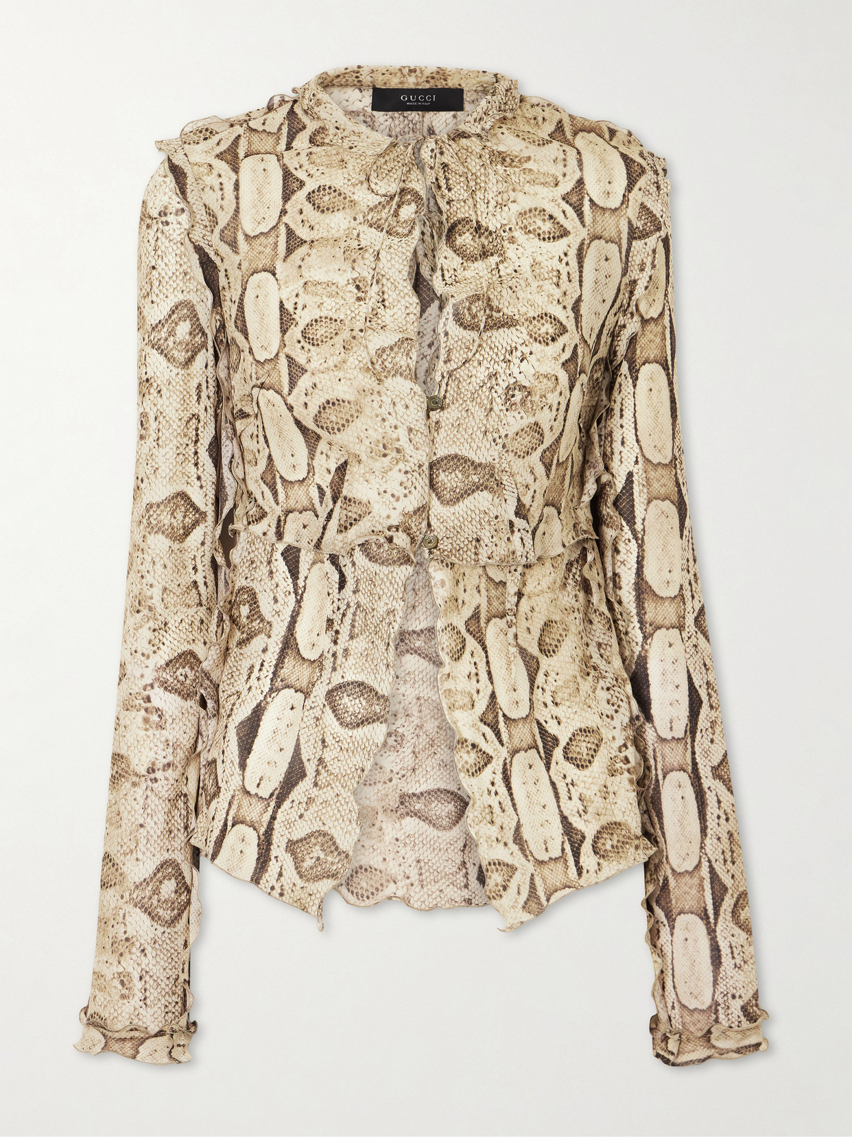 Snake-Print Silk-Chiffon Shirt