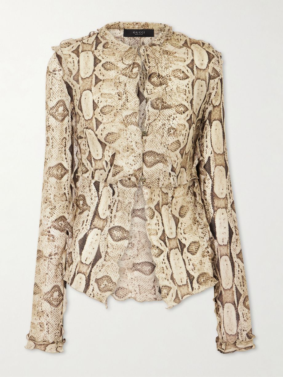 Python-print silk-chiffon shirt