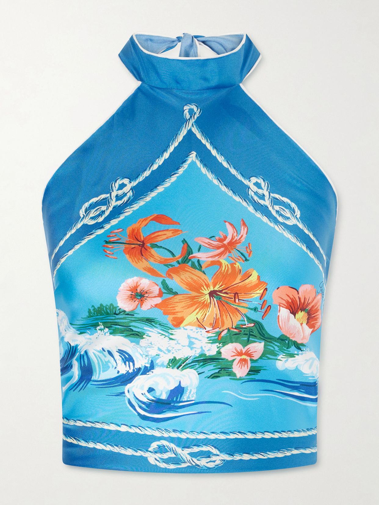 printed silk twill tank