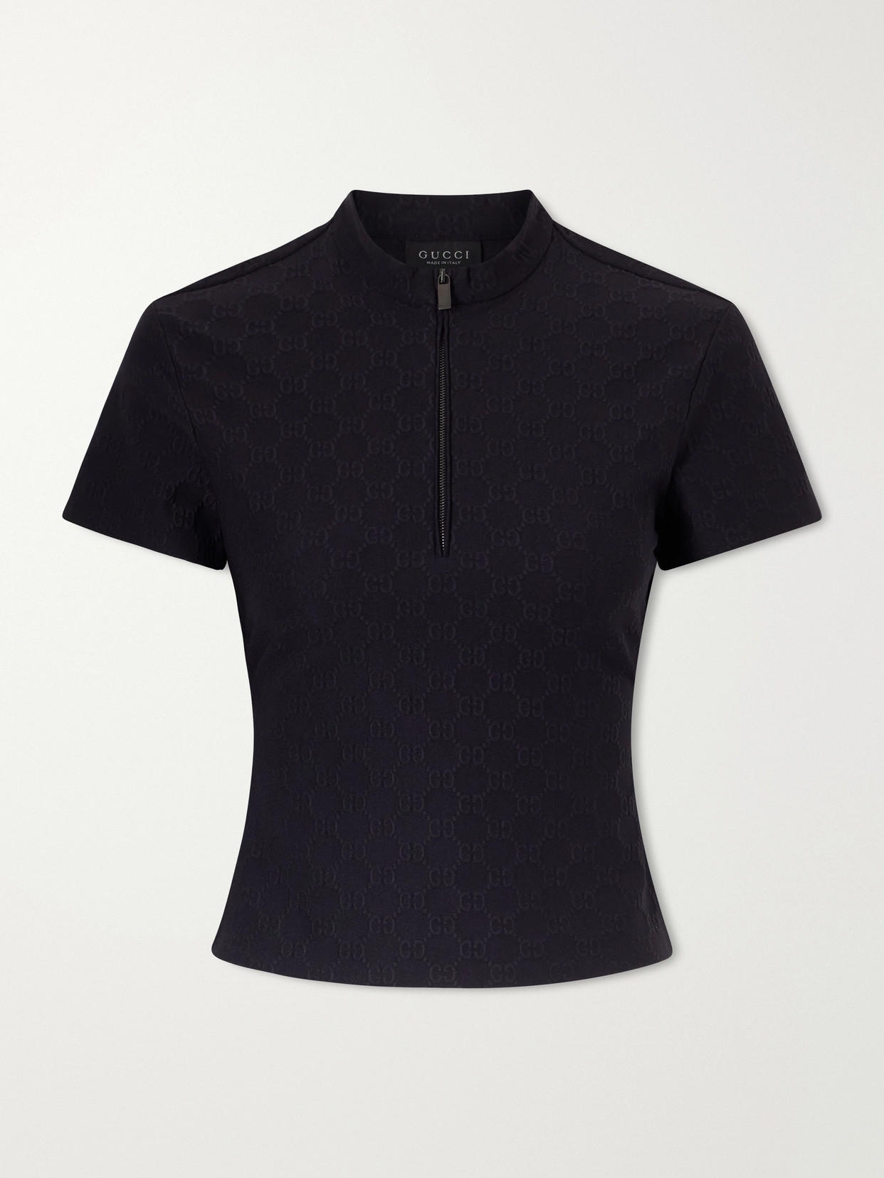 Jacquard-Knit Half-Zip T-Shirt