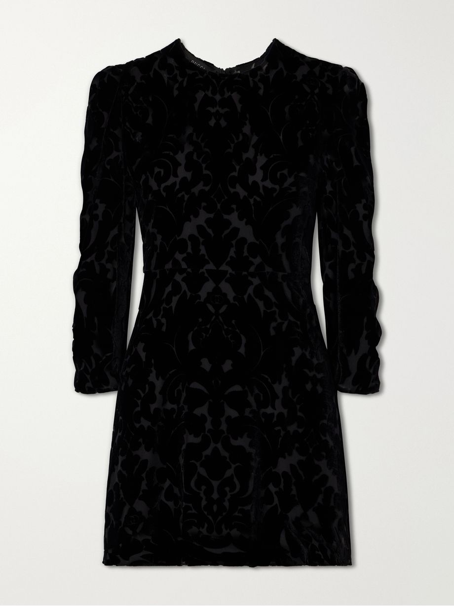 Devoré-velvet mini dress