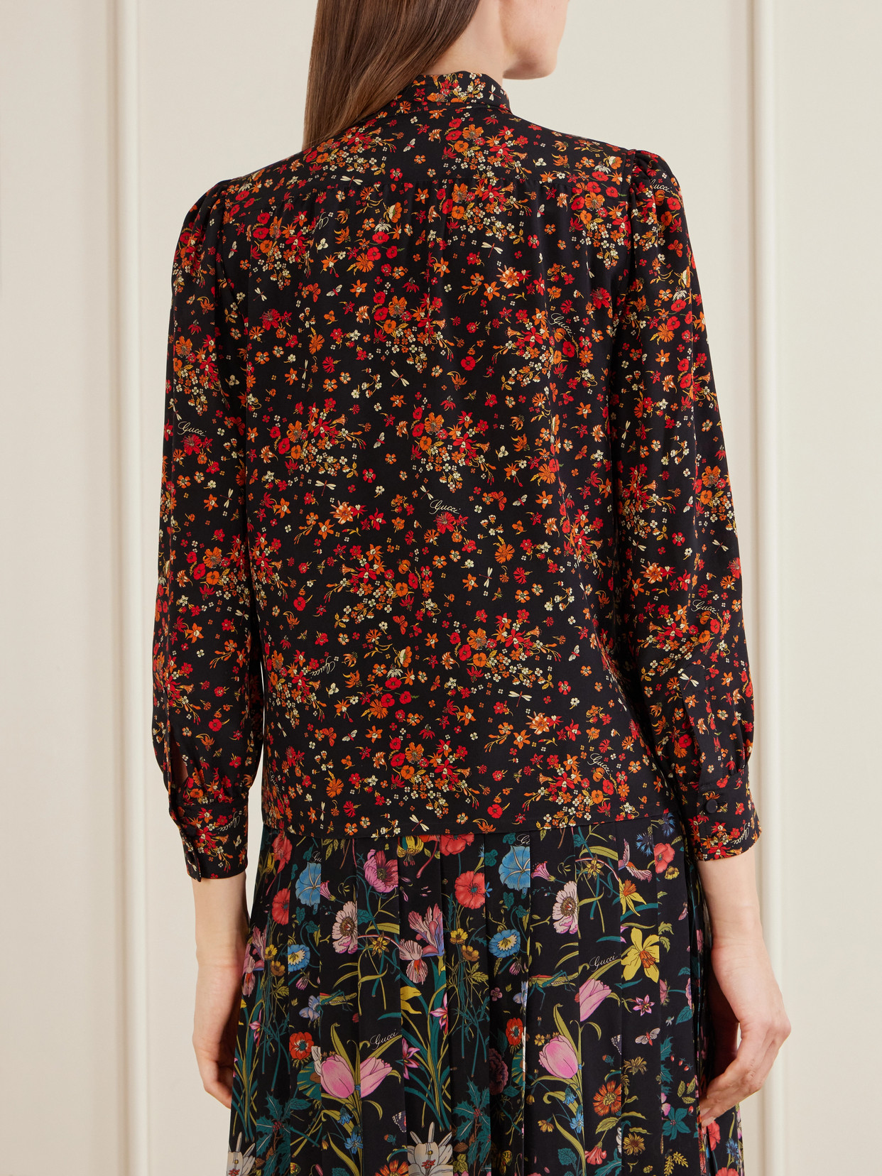 Floral-Print Silk-Crepe Shirt
