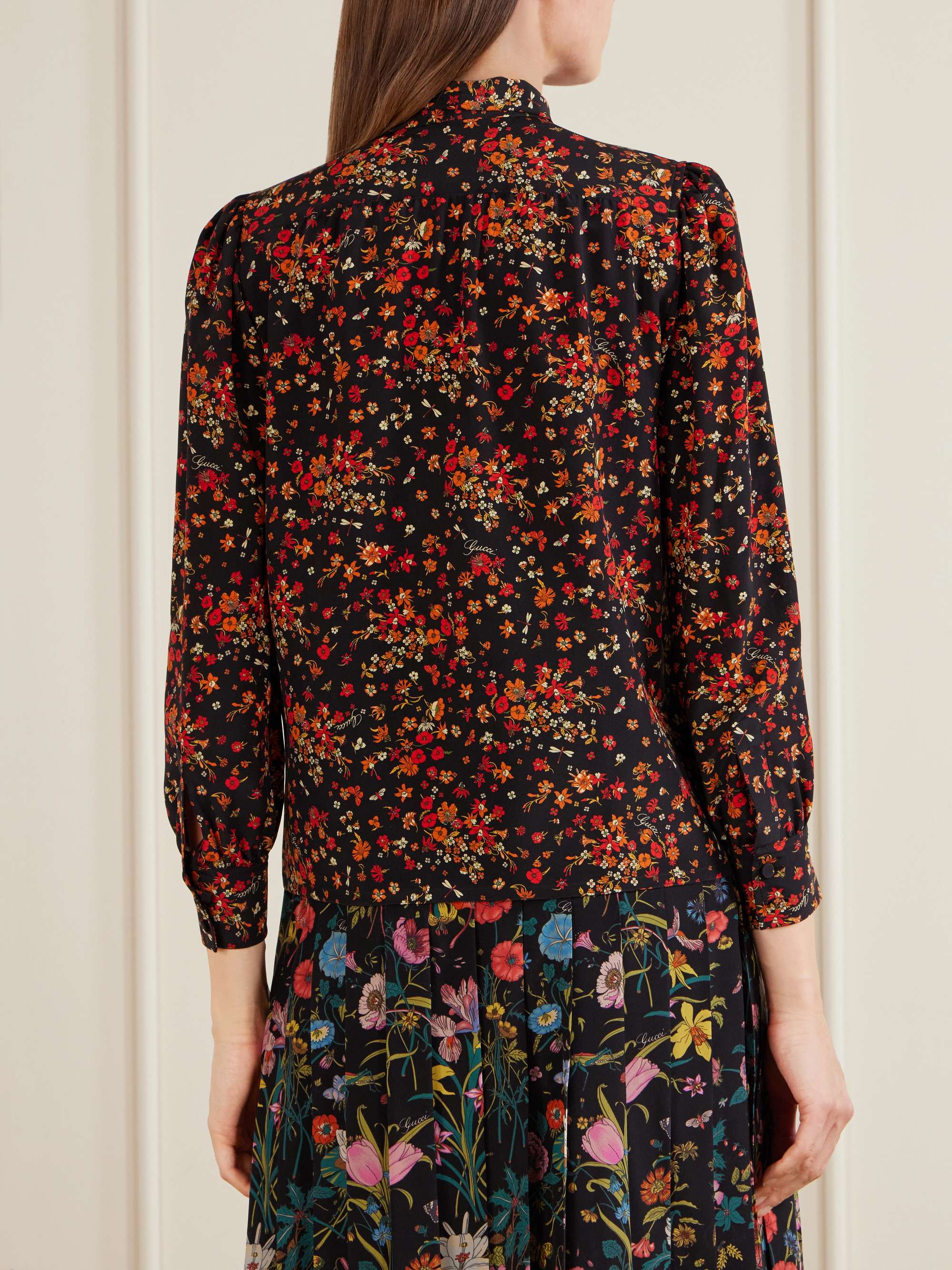 GUCCI Floral-print silk-crepe shirt | NET-A-PORTER