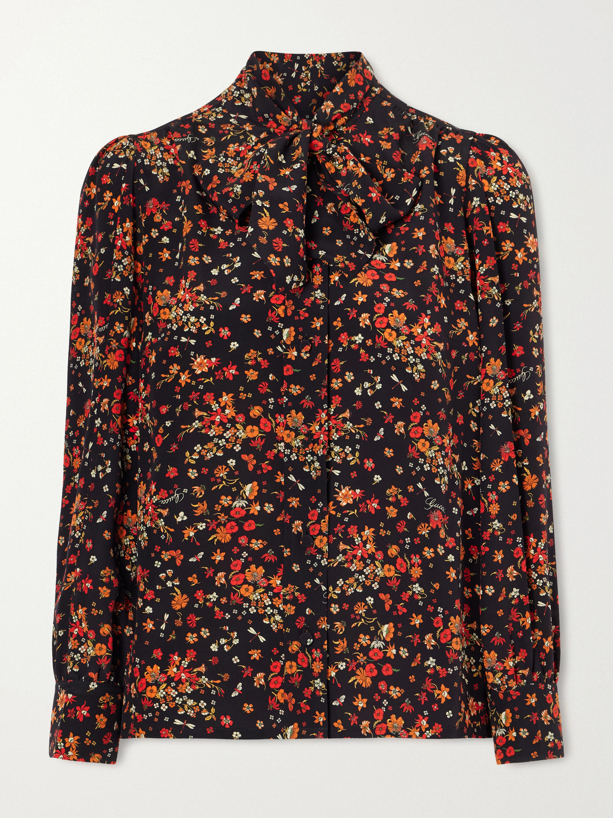 Floral-Print Silk-Crepe Shirt