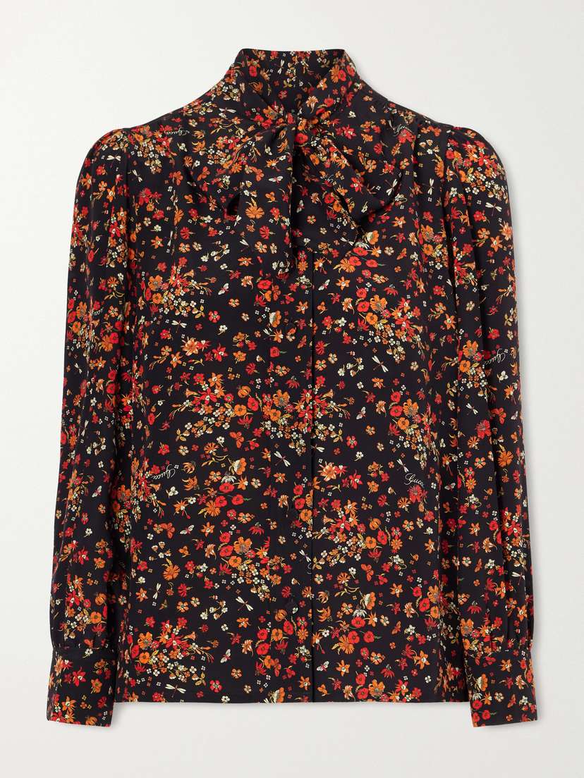 Gucci Floral-print Silk-crepe Shirt