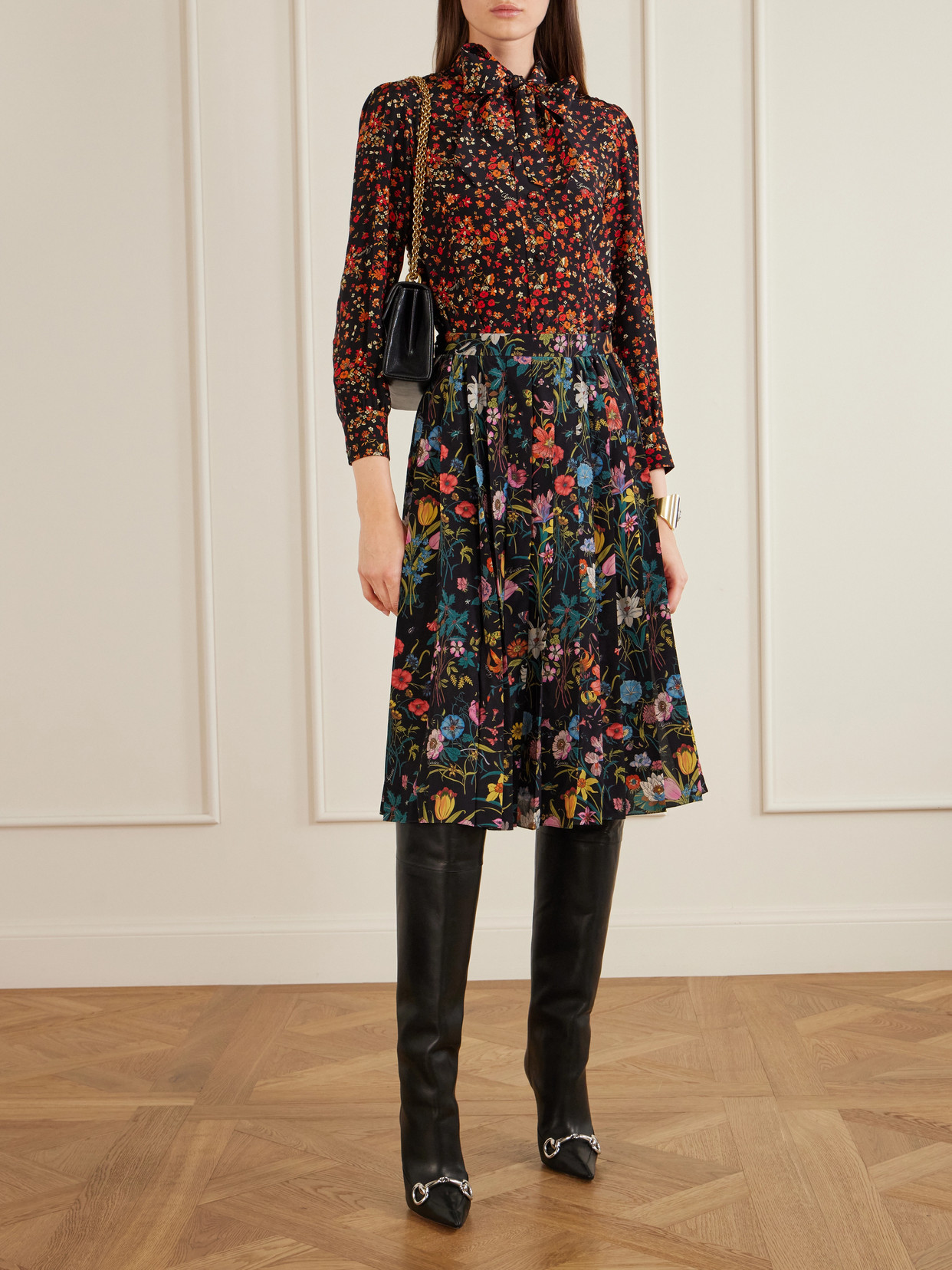 Floral-Print Silk-Crepe Shirt