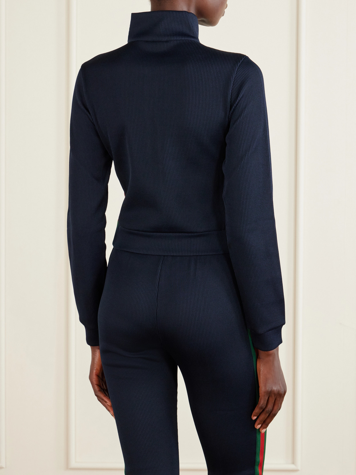 Webbing-Trimmed Ribbed Zip-Up Jacket