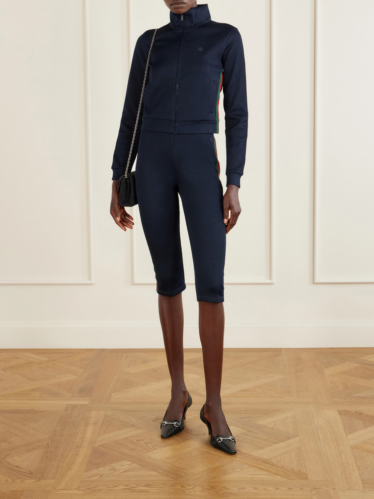 Webbing-Trimmed Ribbed Zip-Up Jacket