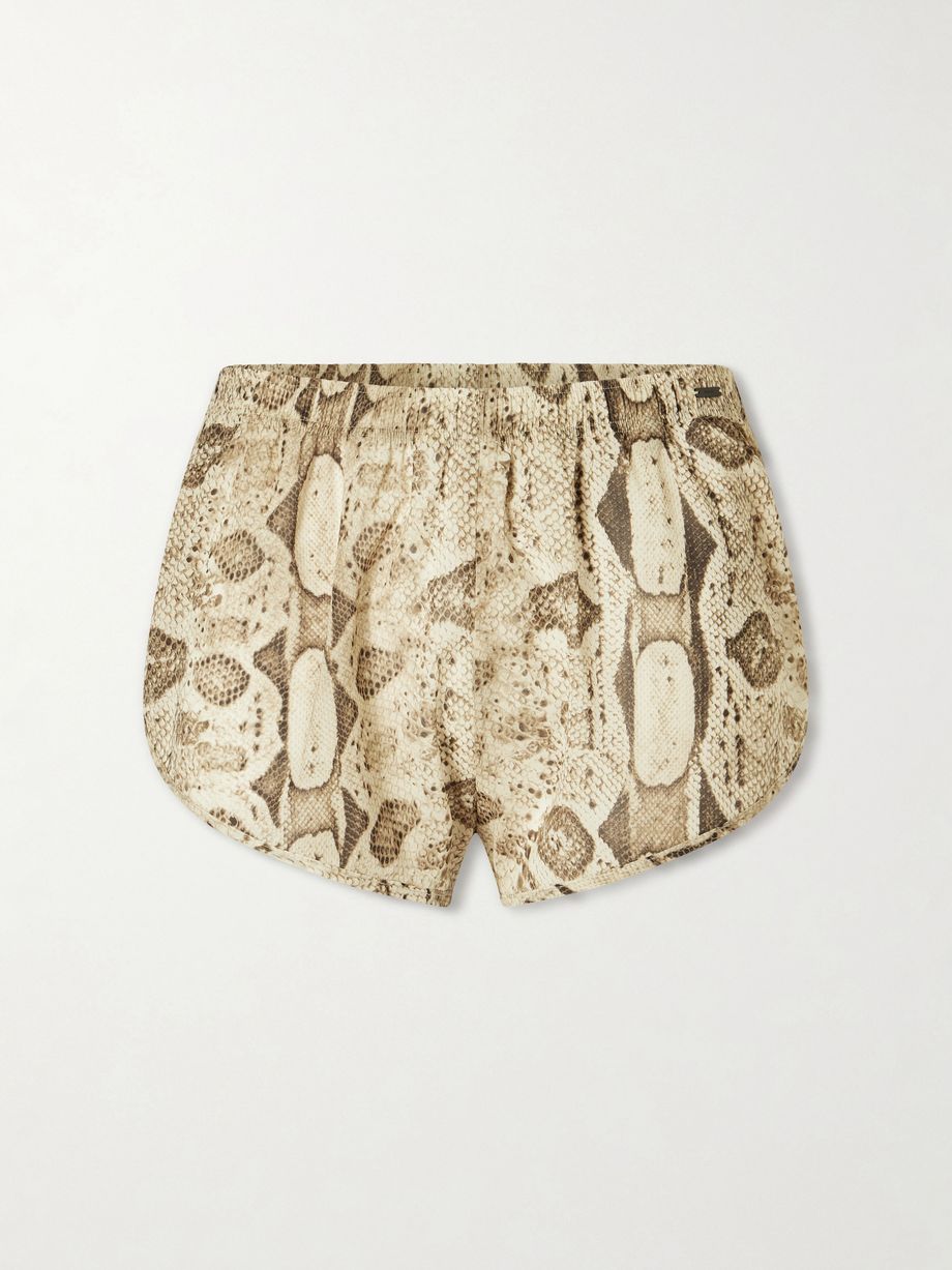 Phyton-print silk-blend-chiffon shorts