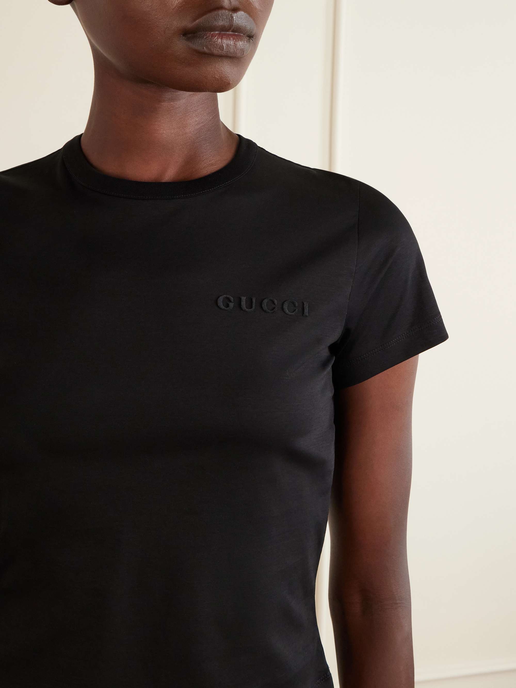 GUCCI Logo-embroidered cotton T-shirt | NET-A-PORTER