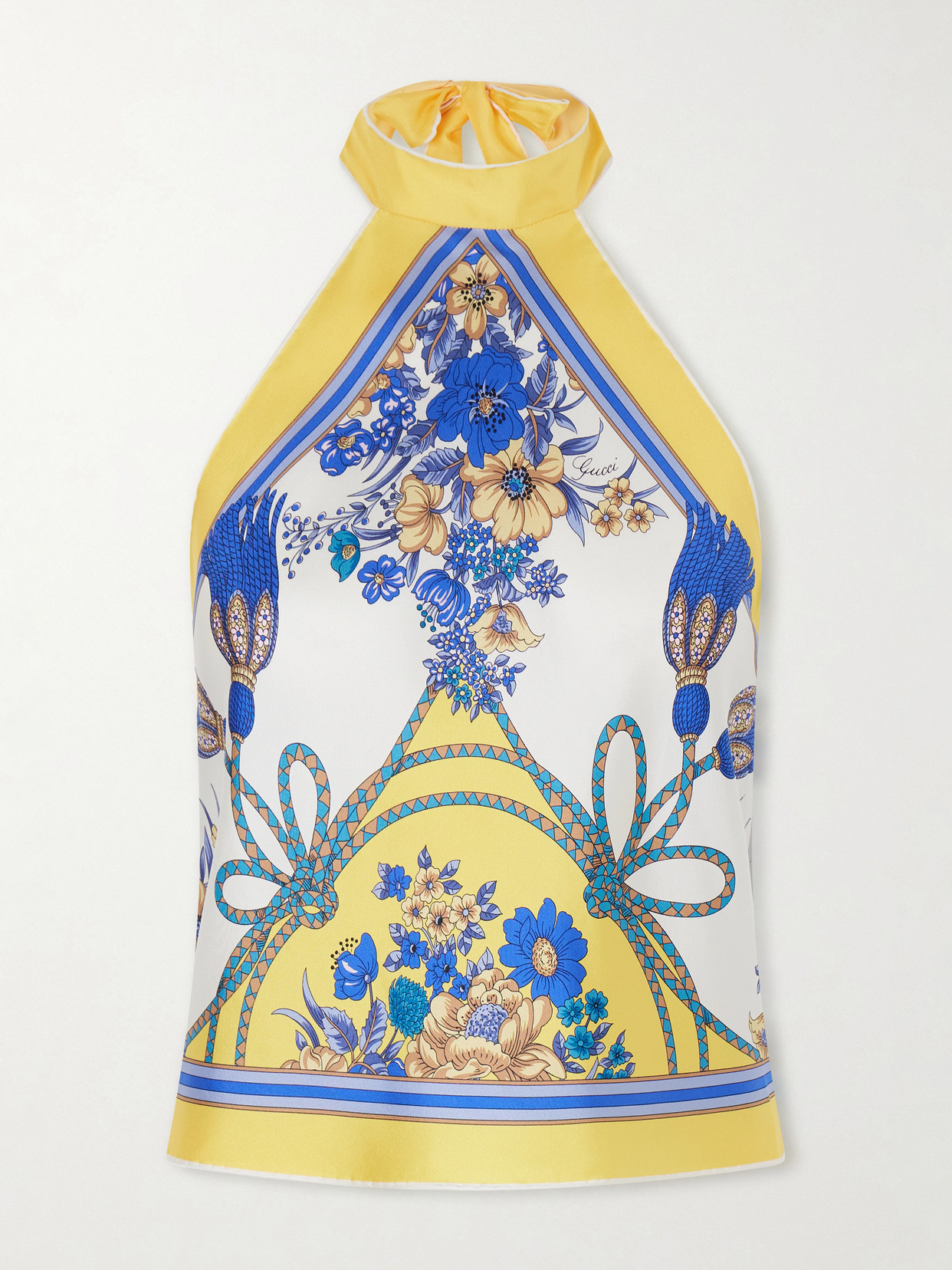 Gucci - Printed Silk-twill Tank - Blue