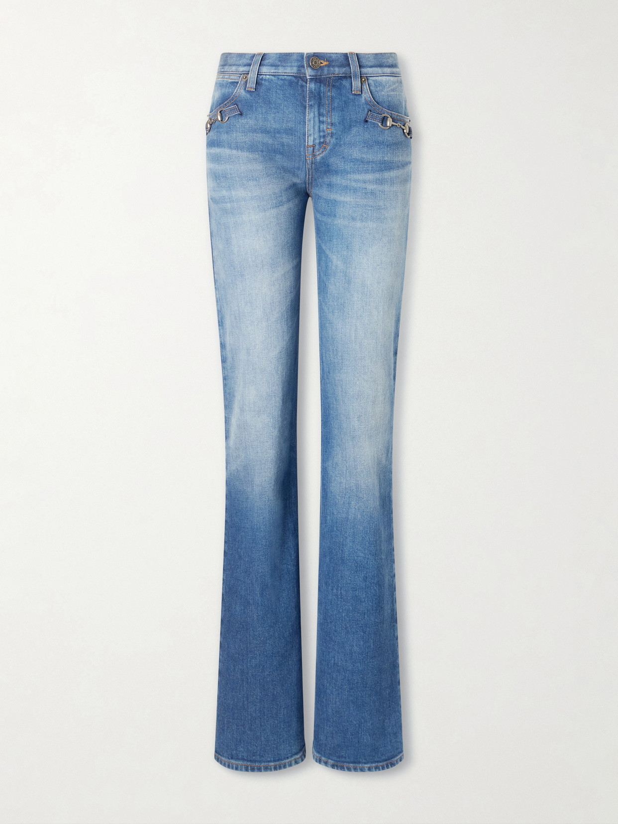 Gucci - Horsebit-embellished Low-rise Flared Jeans - Blue
