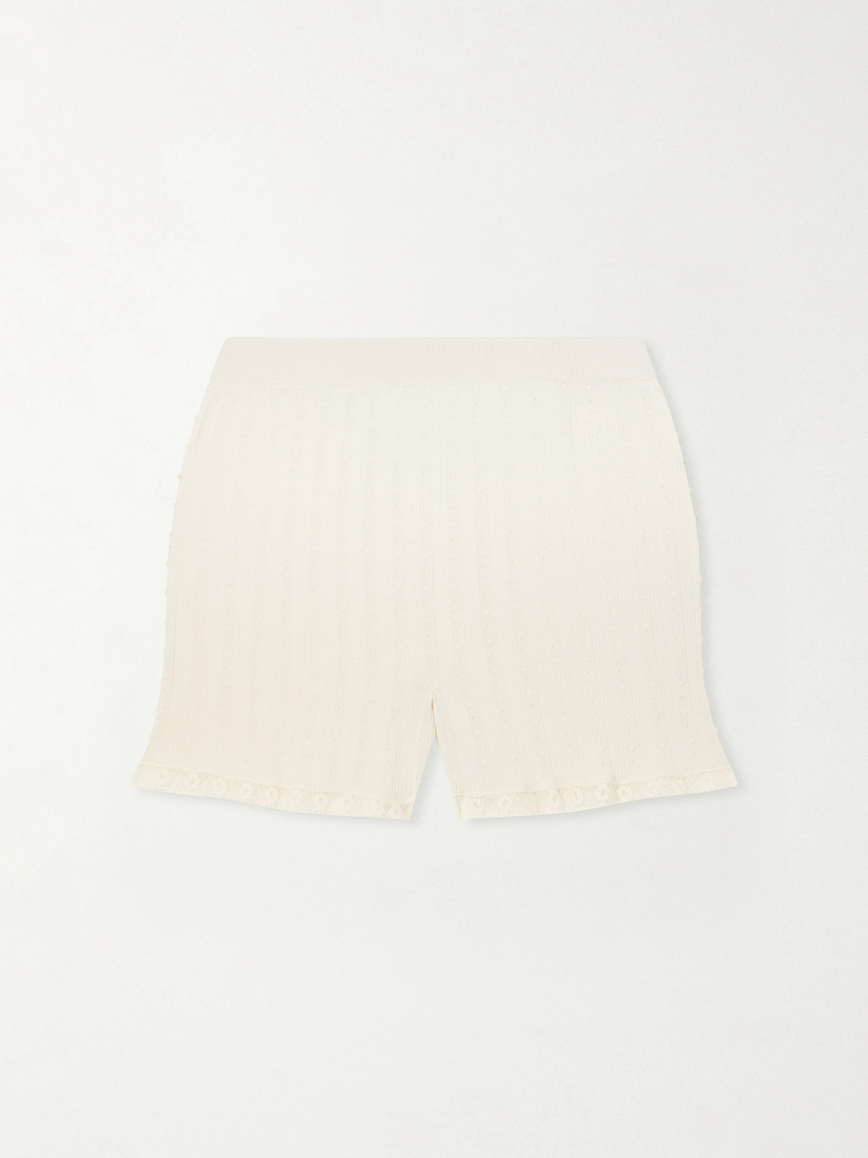 Gucci - Lace-trimmed Pointelle-knit Wool Mini Shorts - White