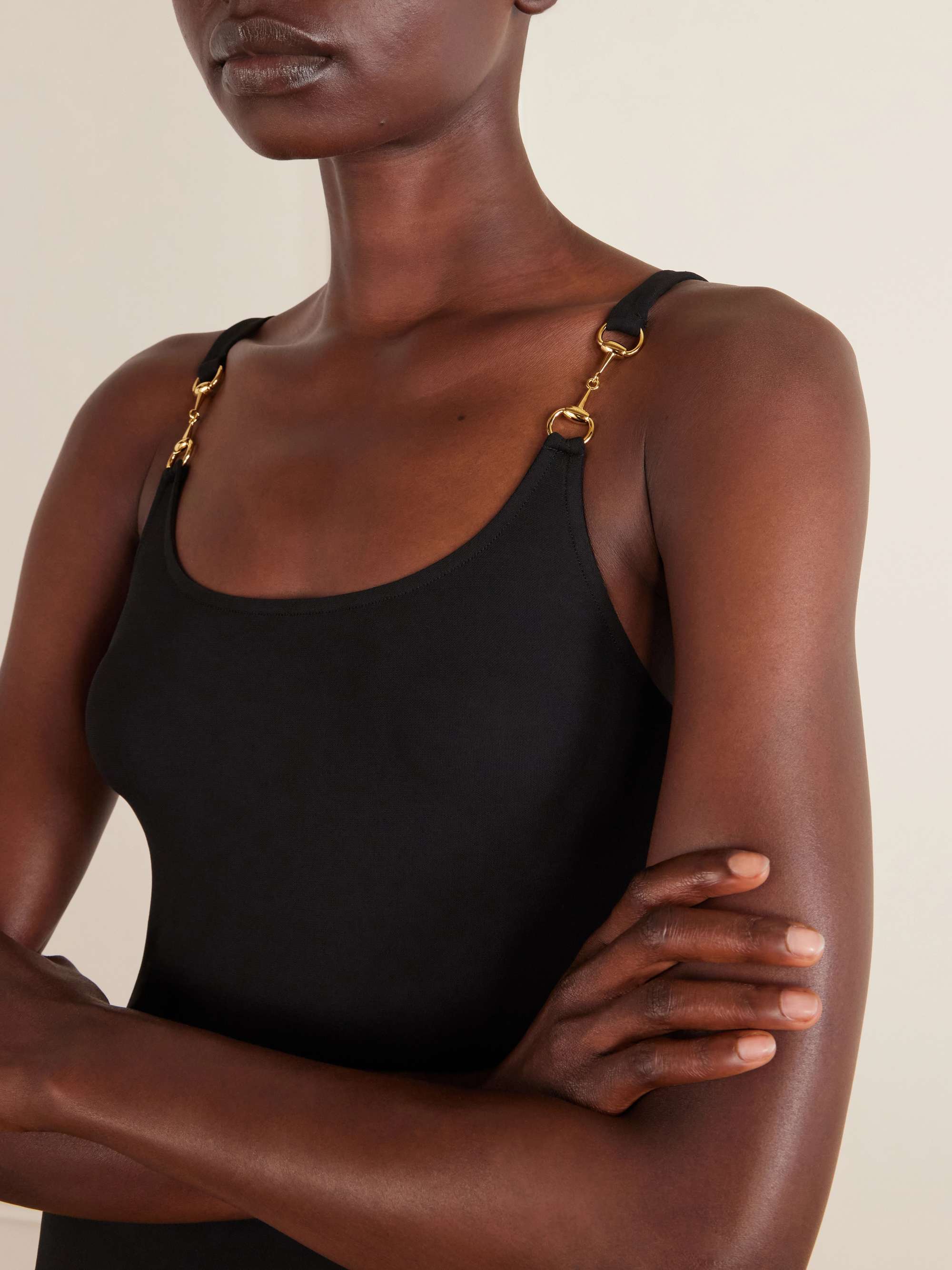 GUCCI Horsebit logo-detailed crepe jersey tank top | NET-A-PORTER