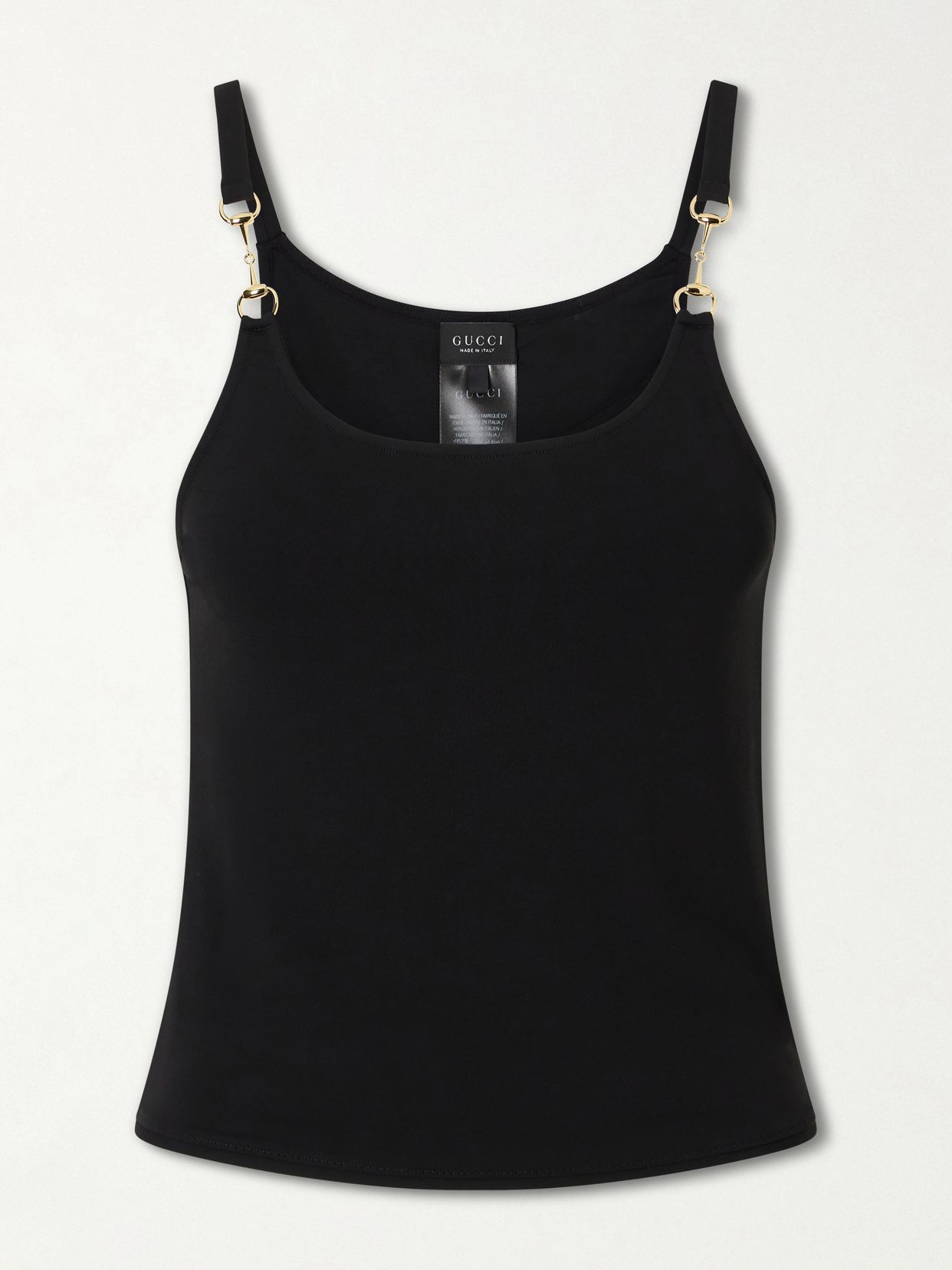 Horsebit logo-detailed crepe jersey tank top