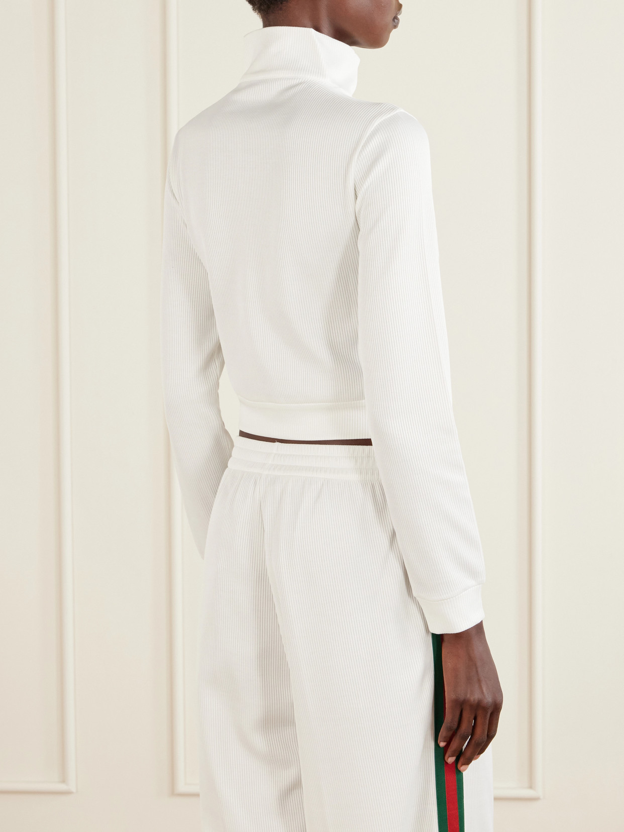 Webbing-Trimmed Ribbed Zip-Up Jacket