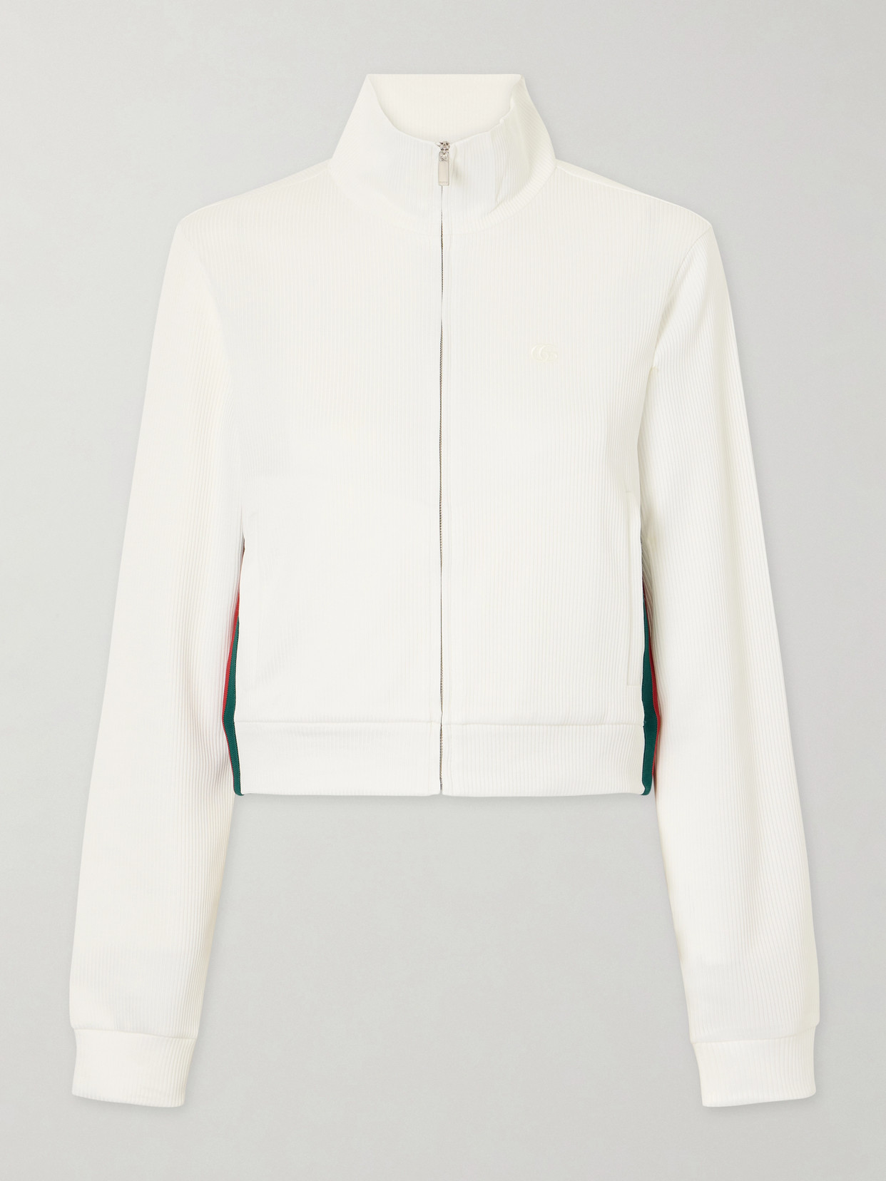 Gucci - Webbing-trimmed Ribbed Zip-up Jacket - White