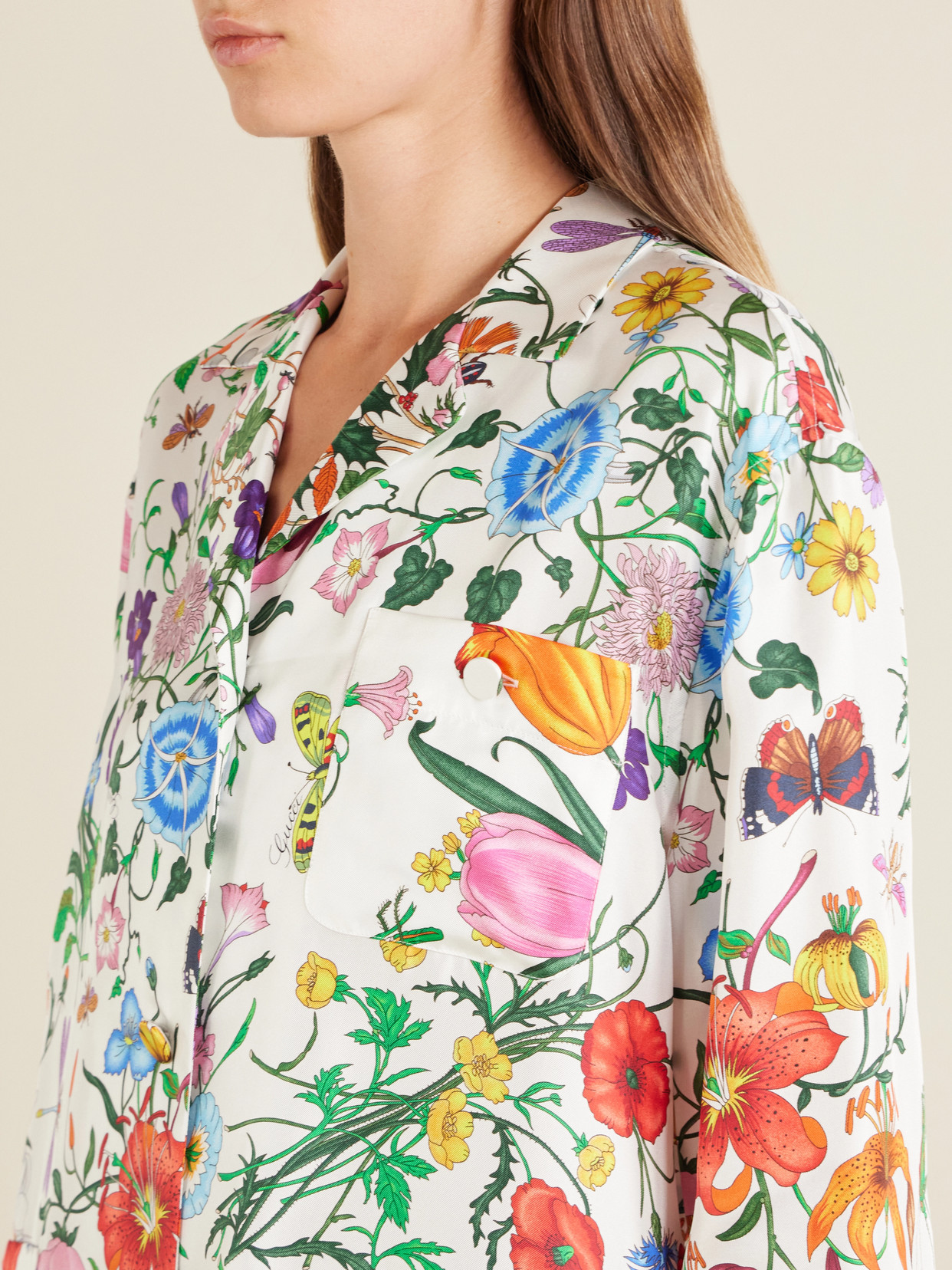 Floral-Print Silk-Twill Shirt
