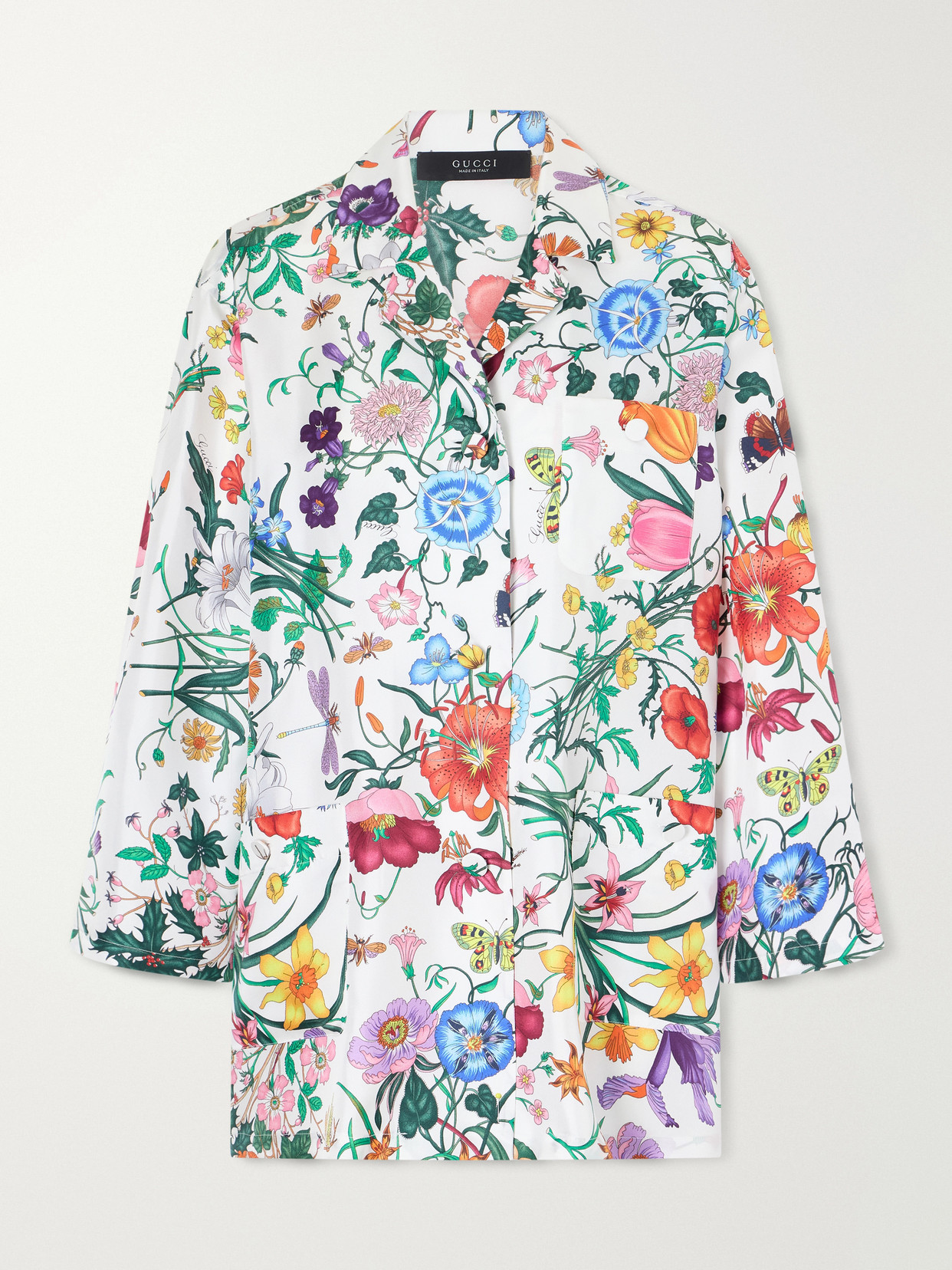 Floral-Print Silk-Twill Shirt